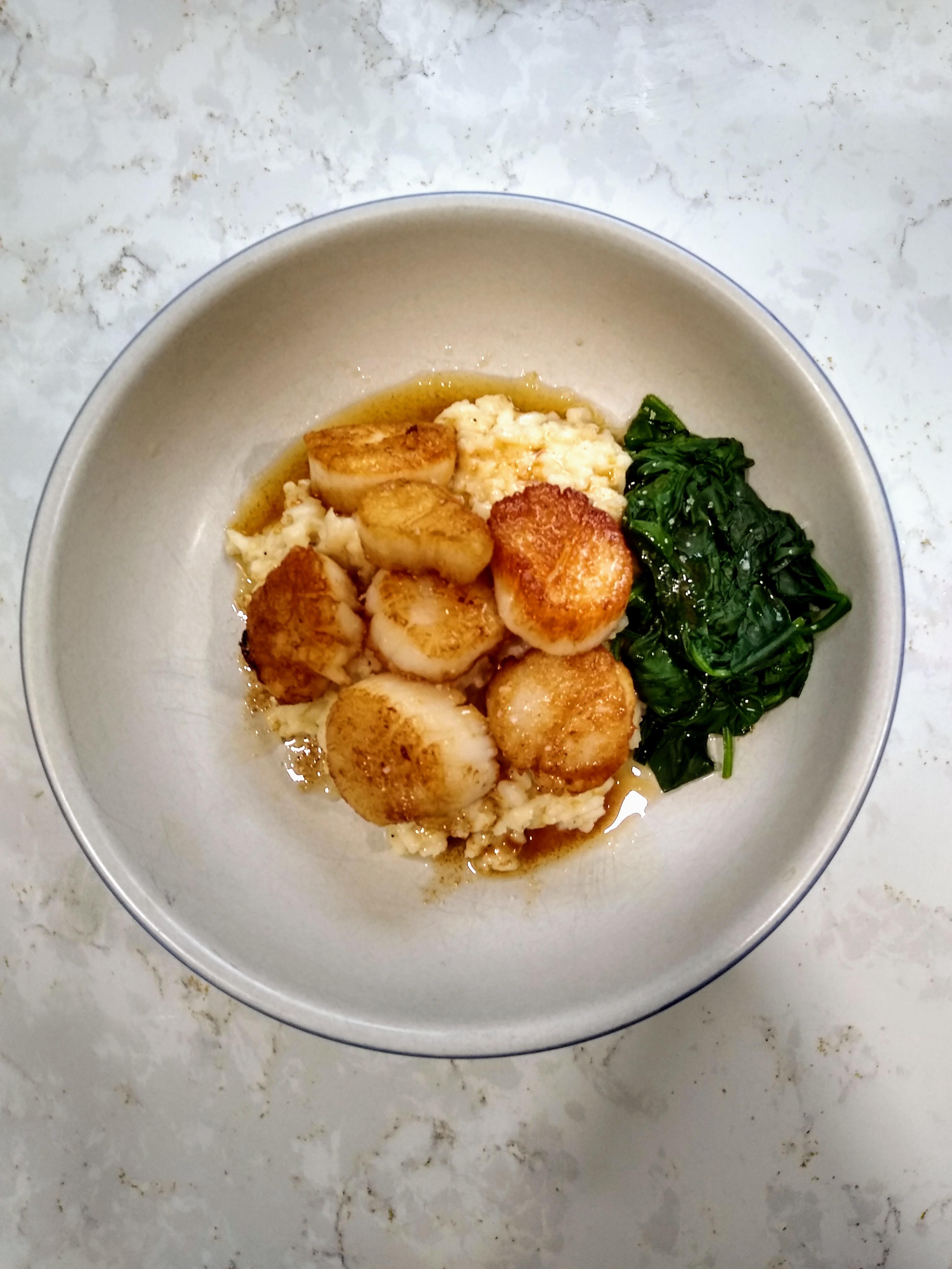 [Homemade] Brown Butter Scallops with Parmesan Risotto and Sauted