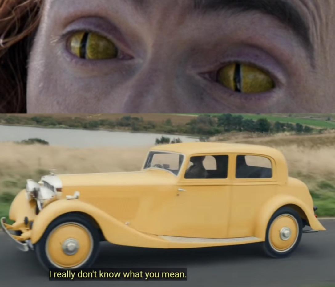 Aziraphale making the Bentley the Color of Crowley’s eyes gets me every