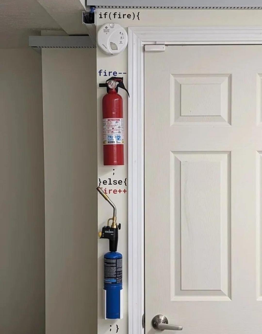 How Programmers install a fire extinguisher ProgrammerHumor