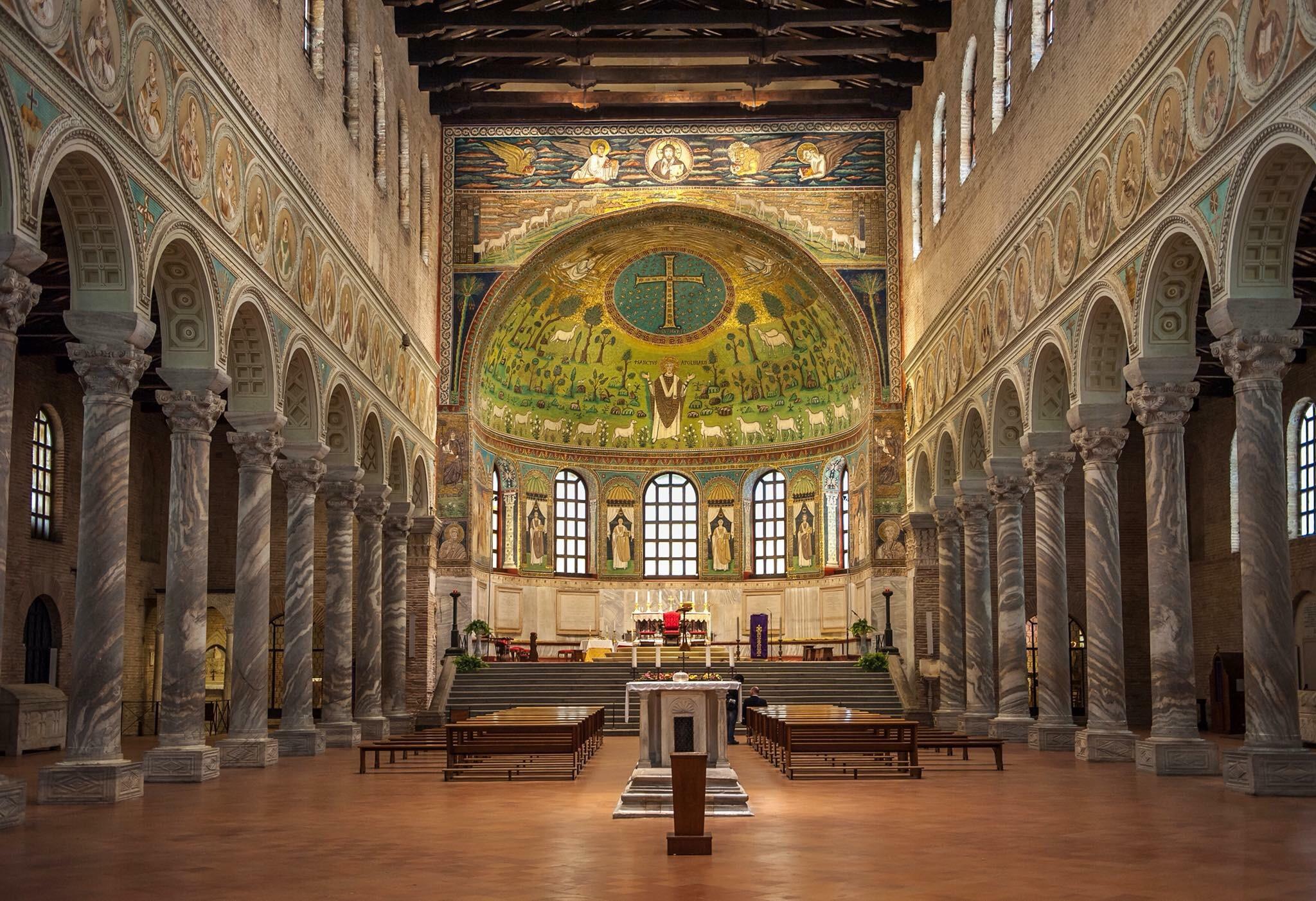 Inside The Basilica of Sant' Apollinare Nuovo in Ravenna, Italy