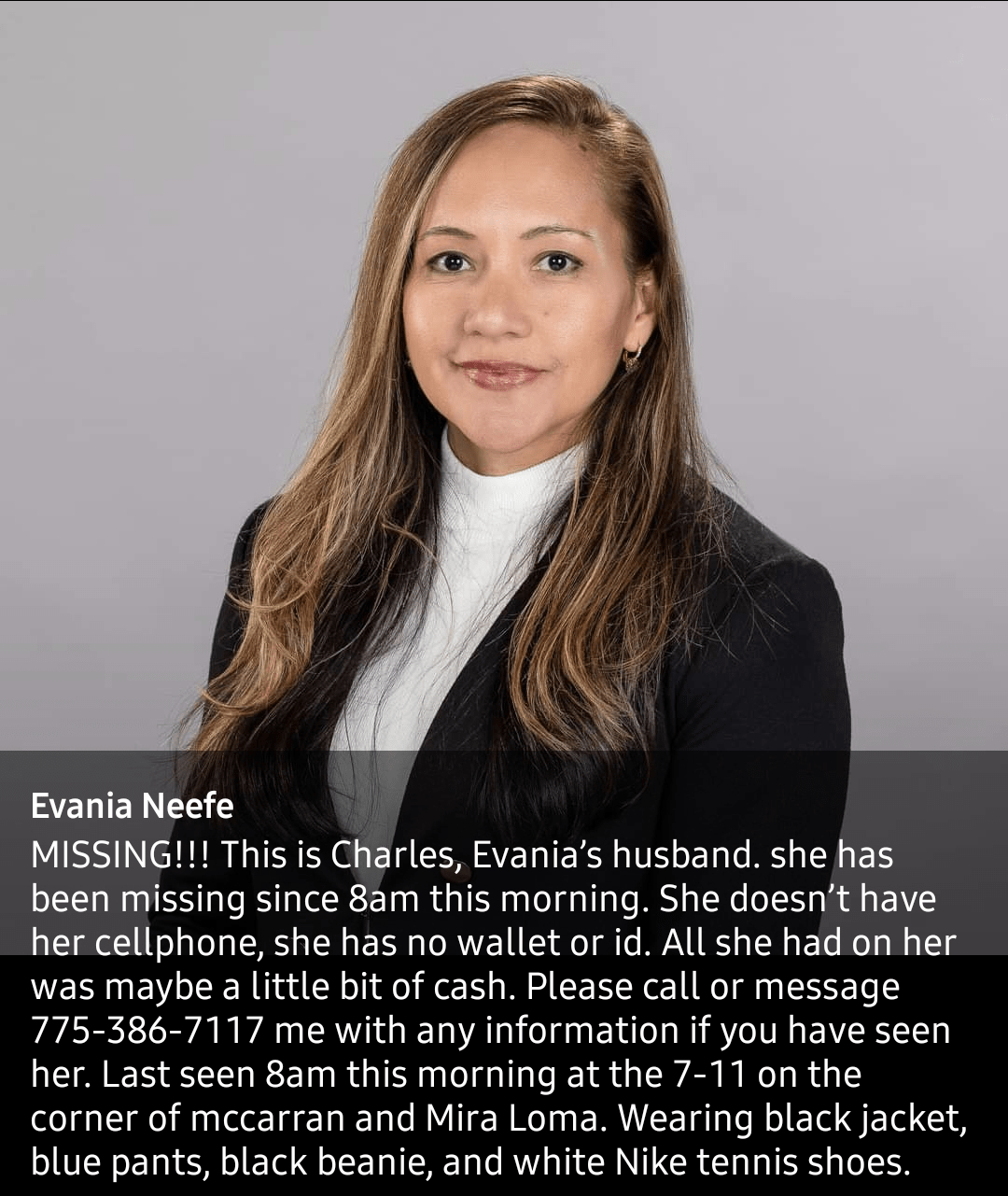 Help bring her back to her family. Missing since 12/14. Last seen at