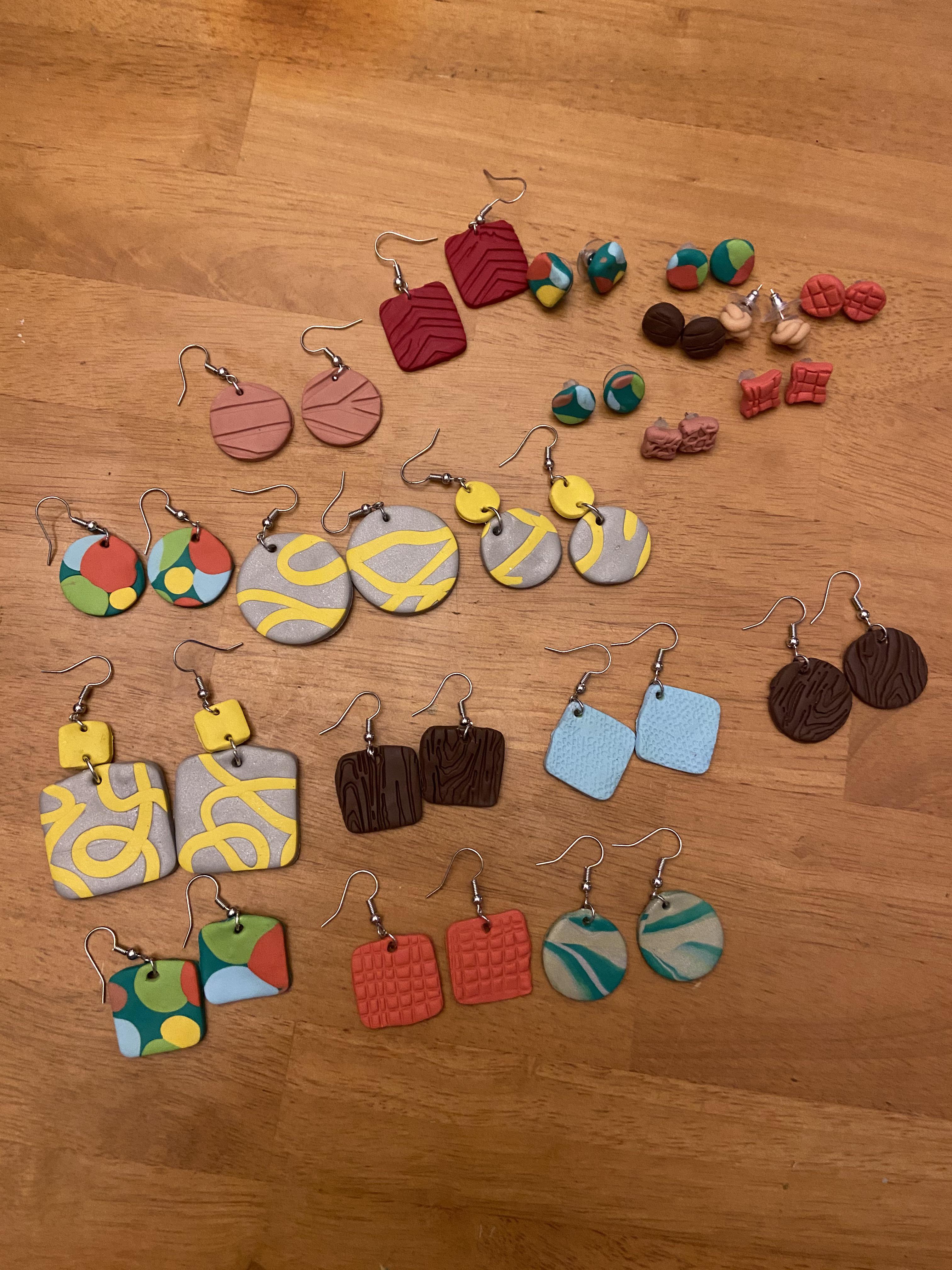 Got inspired to make polymer clay earrings, first time using polymer