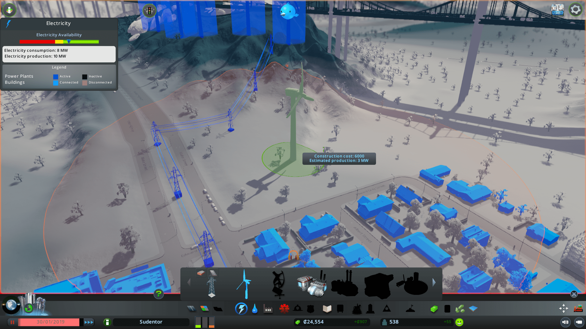 New player here. My electricity/water service area of effect/aura thing