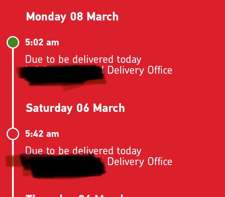does anyone know why it keeps saying due to be delivered today, then