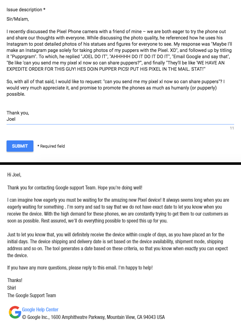 My discussion with Google Support. It was worth a try. r/GooglePixel