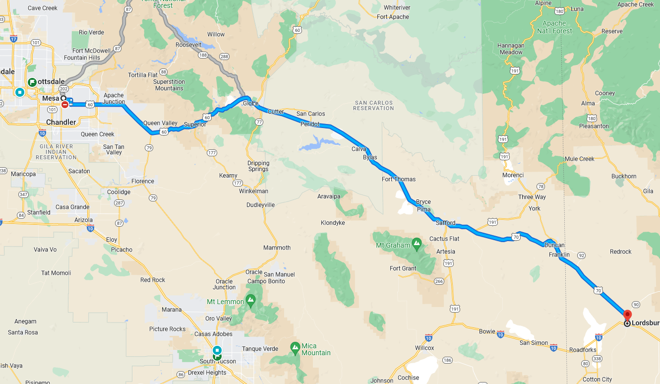 Anything to look out for or be aware of on this route from Mesa, AZ to