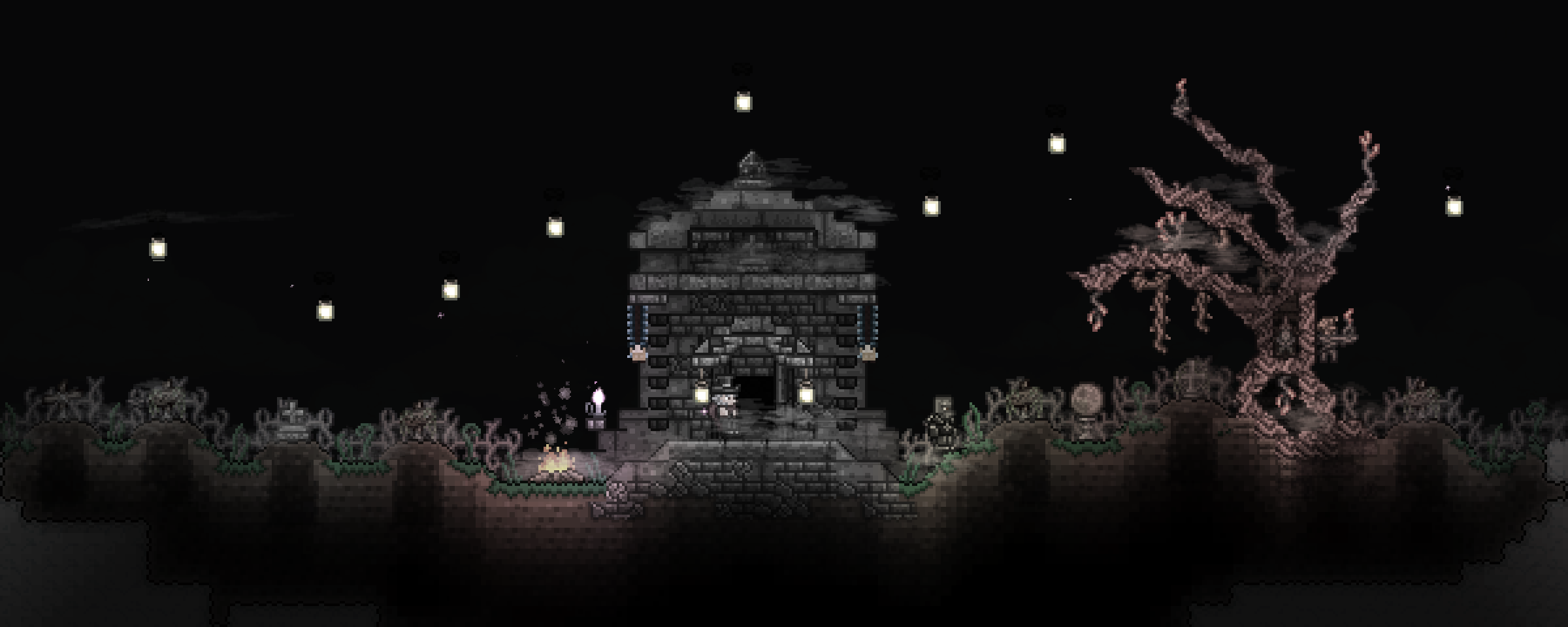 I made a graveyard on a floating island. D r/Terraria