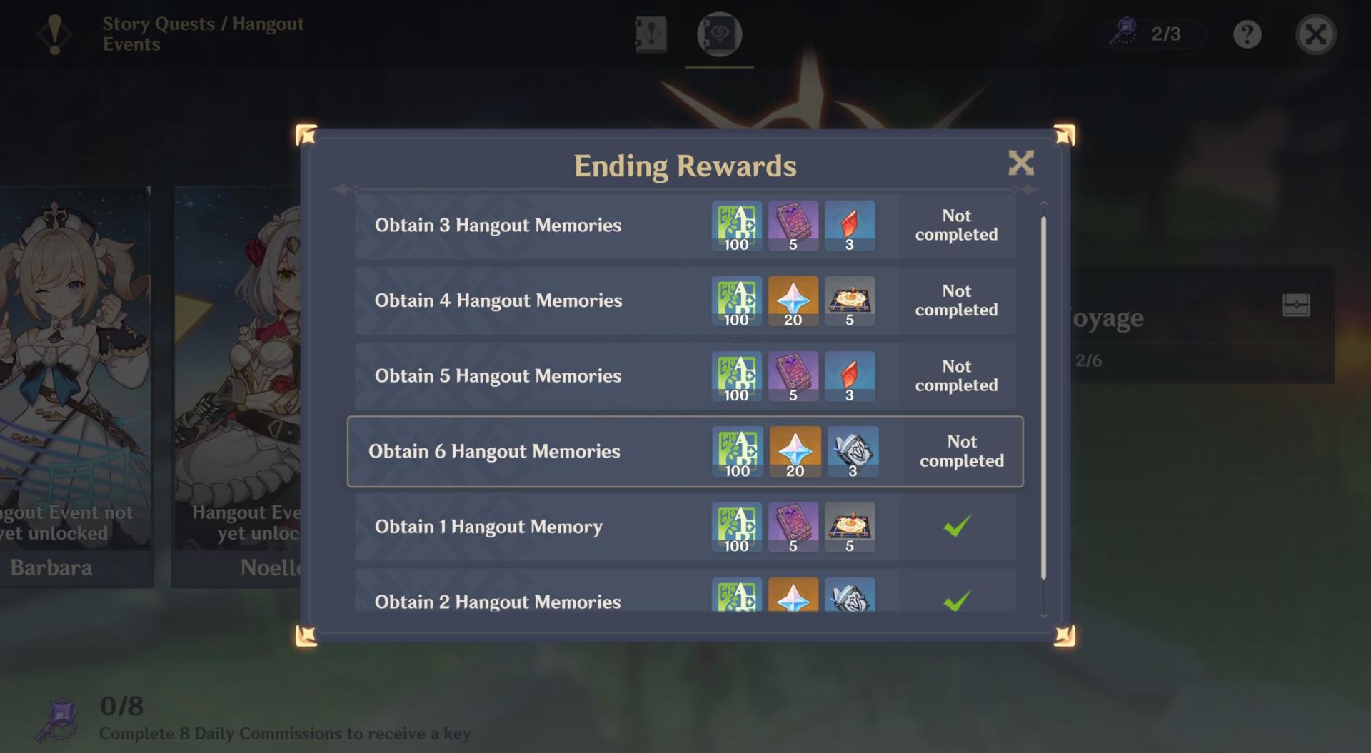 PSA Completing every ending for all hangout events will net you 600