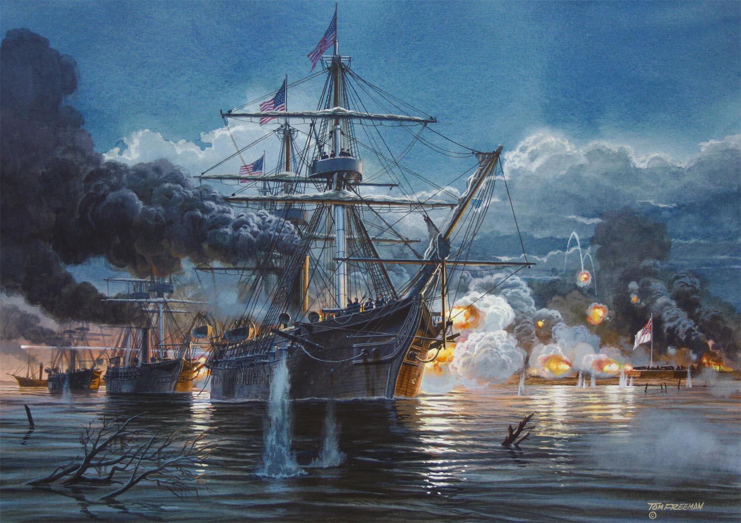 " A Louisiana The Union fleet passes the Confederate held