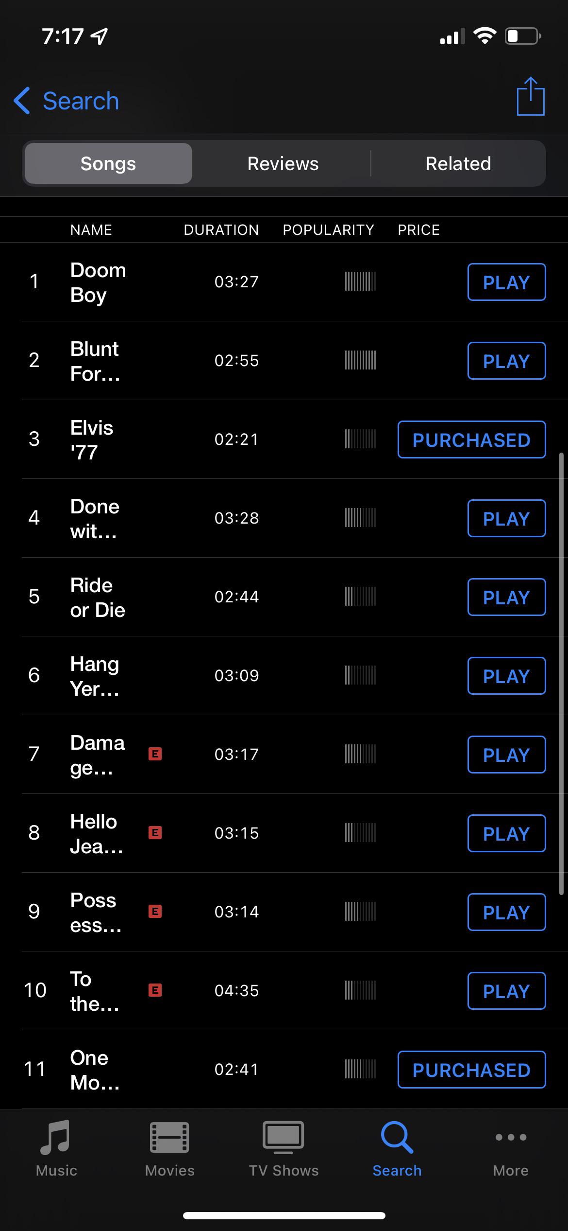 Songs grayed out in my library show “purchased” in iTunes but won’t
