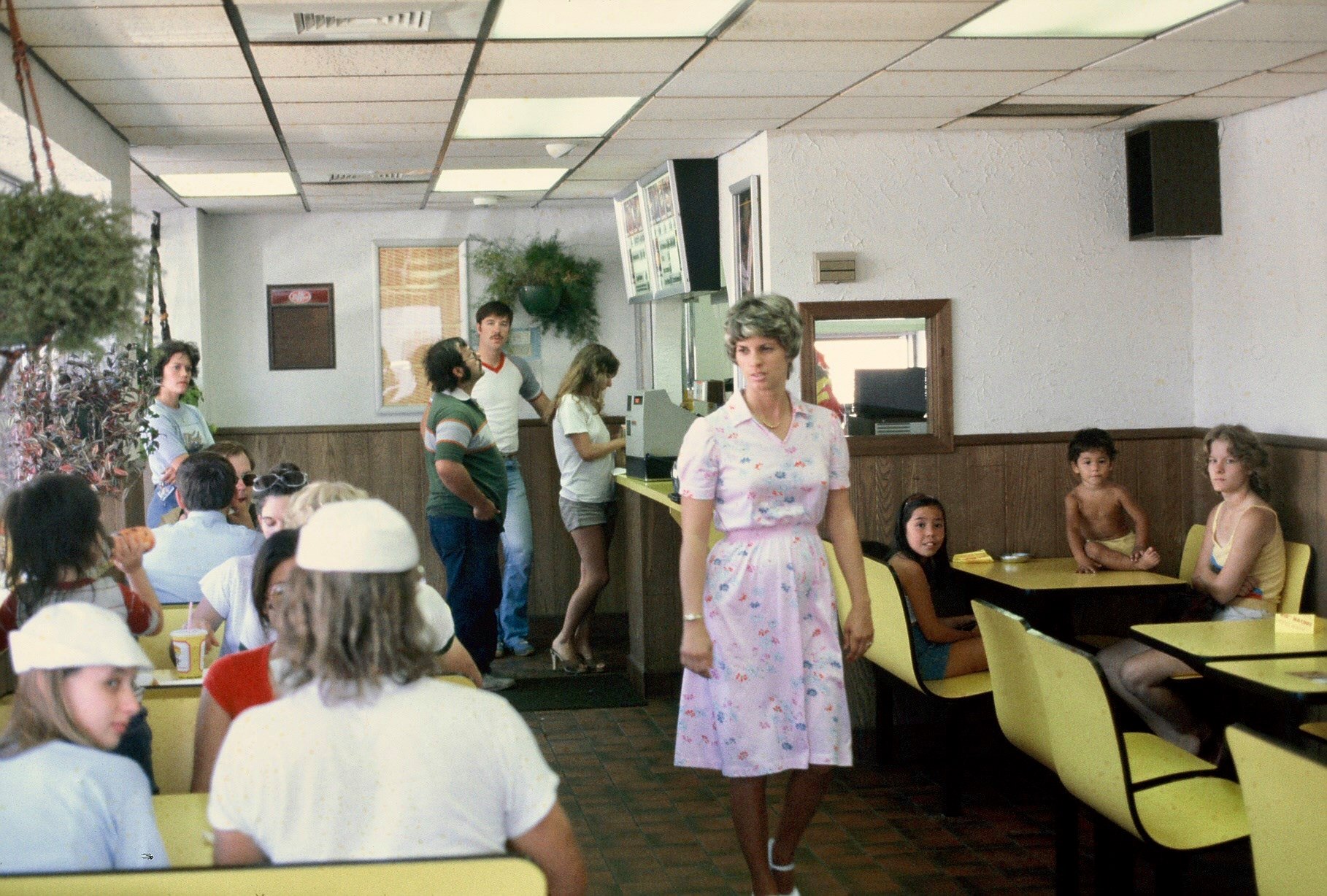 Inside a Taco John's restaurant in Hastings, Nebraska, 1977. r