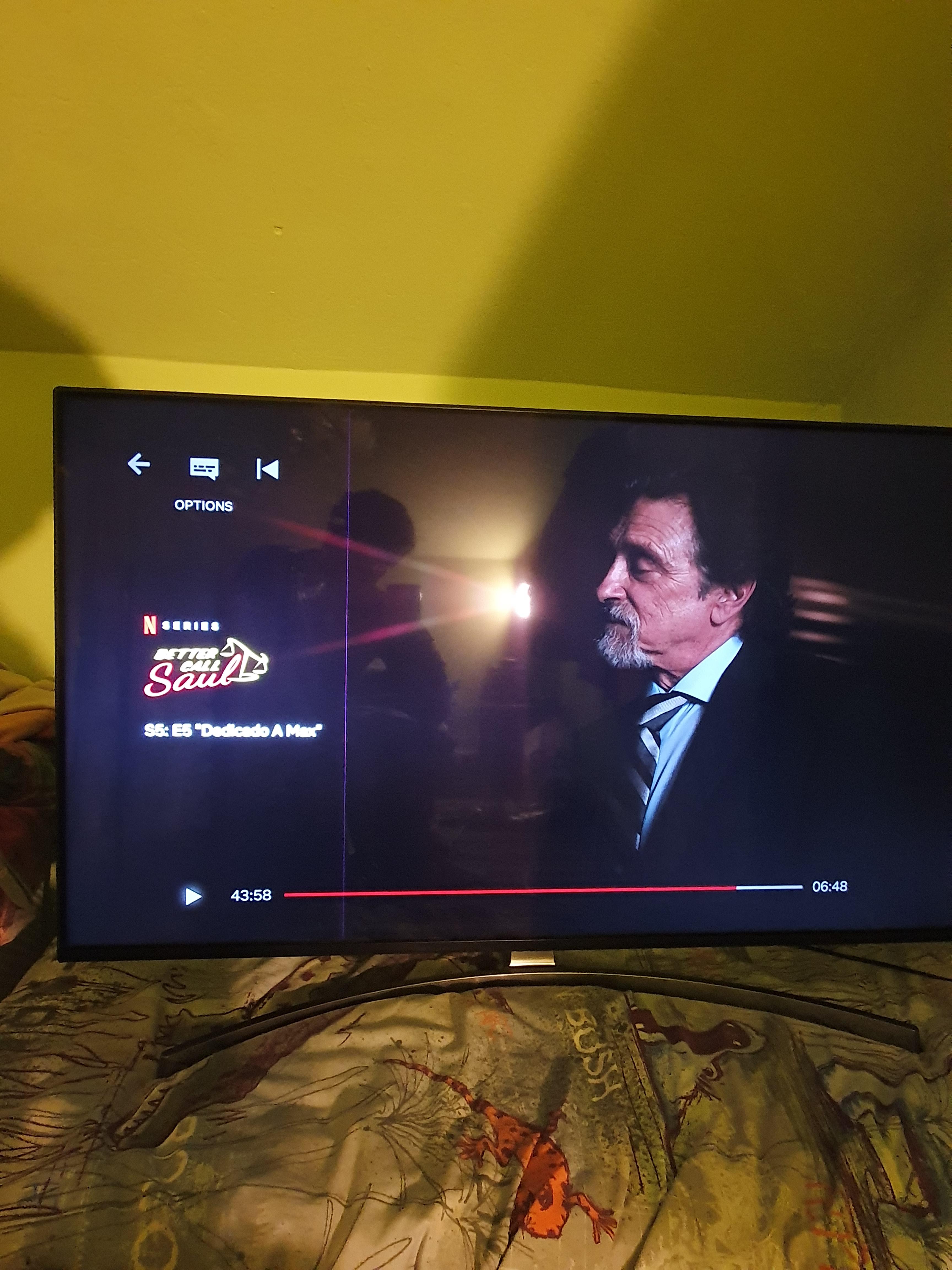 Vertical pink line on the screen of my 4k LG TV. Is it fixable without