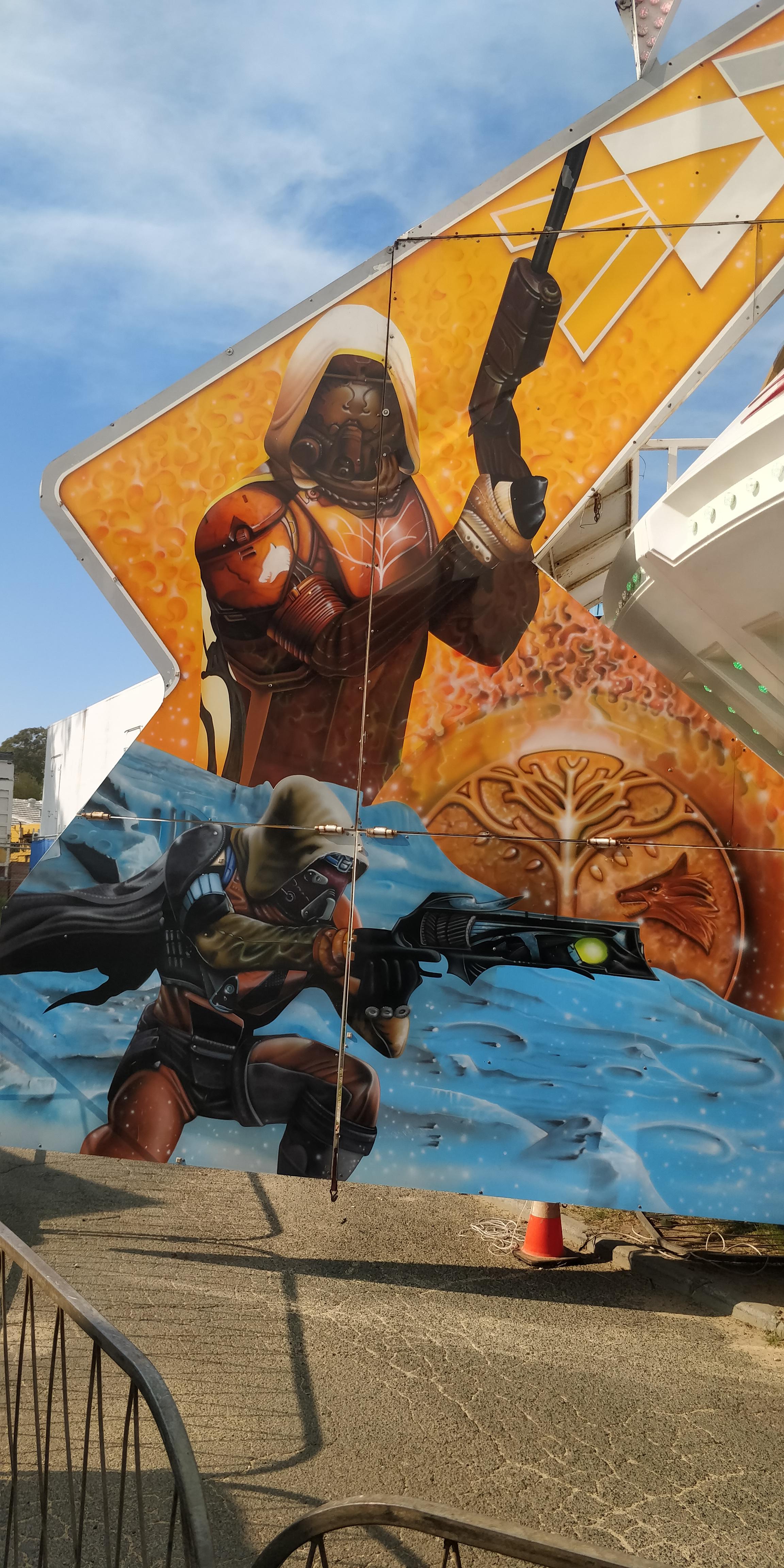 Guardians and scorn used for deco on the gravitron ride at my local