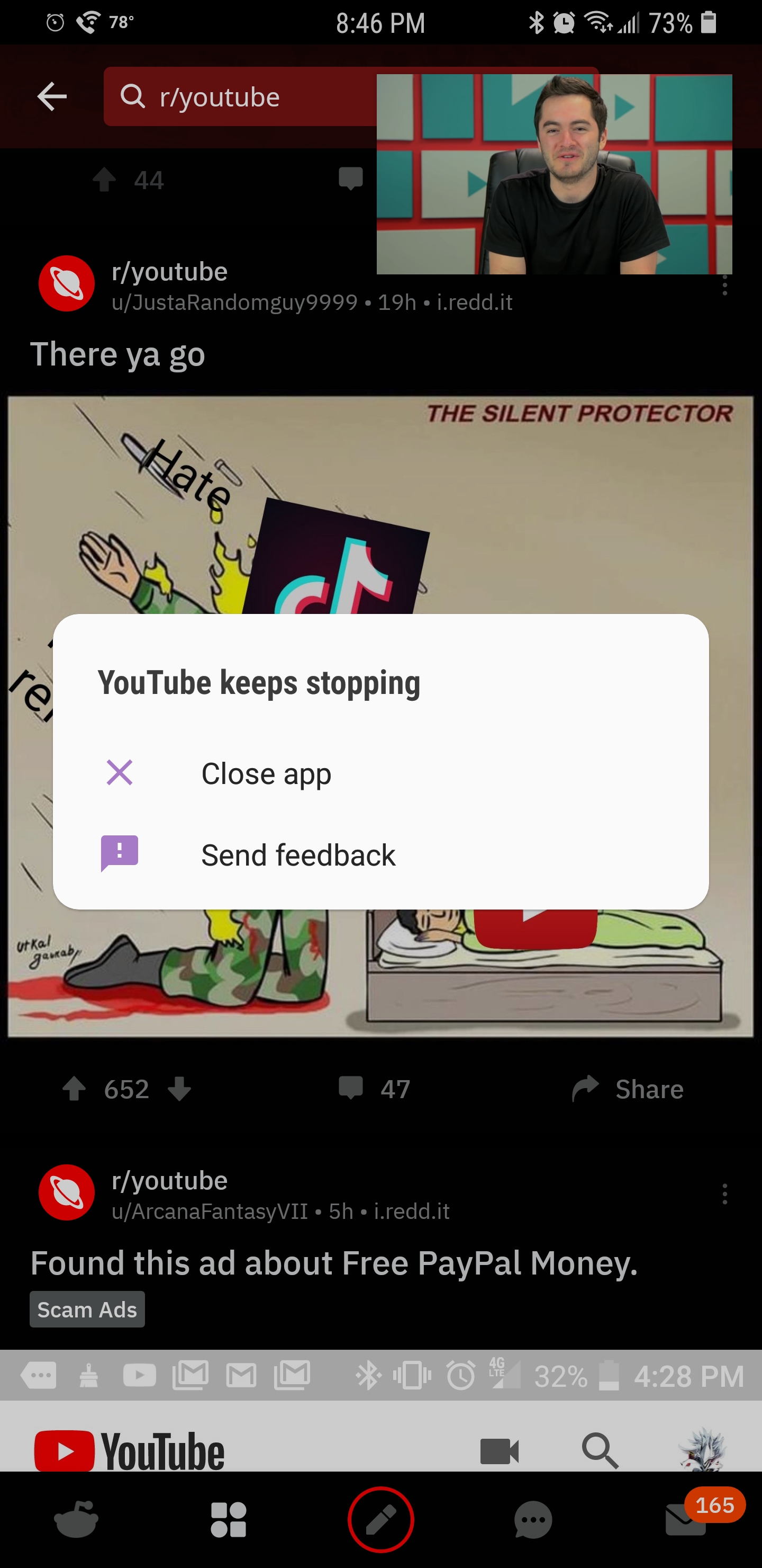 New update crashes YouTube app on Android upon launching. Anyone