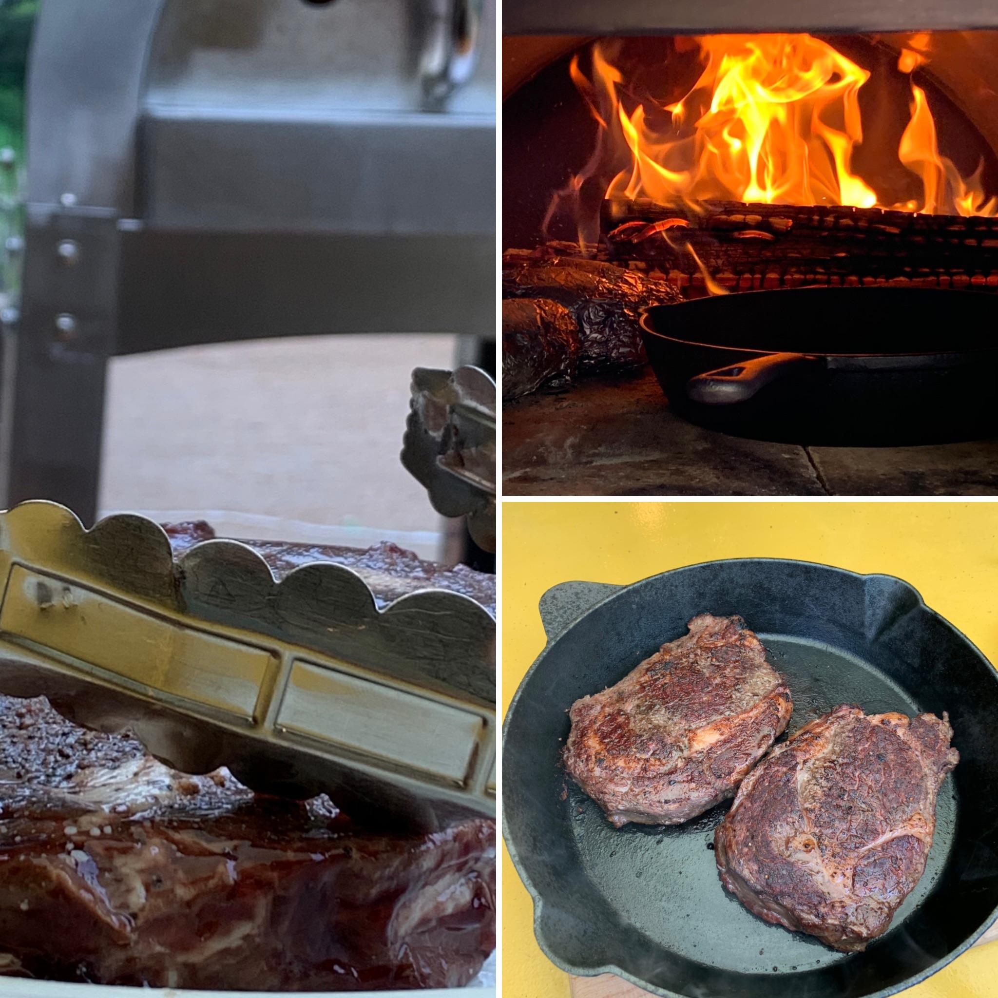 Finished off the ribeyes from a couple days ago in dry cast iron headed