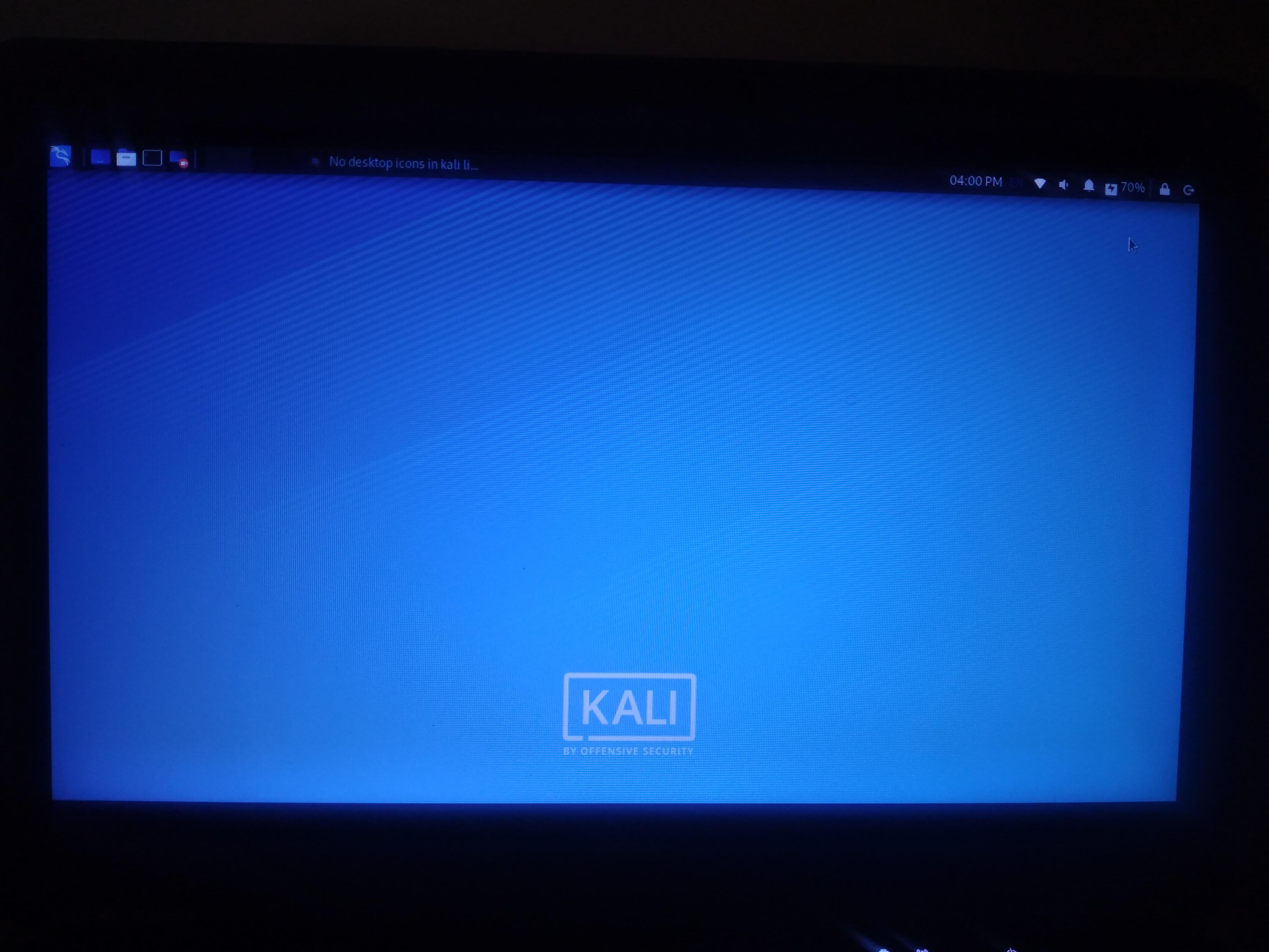 My desktop isn't launching, no icons just plain screen on kali what's