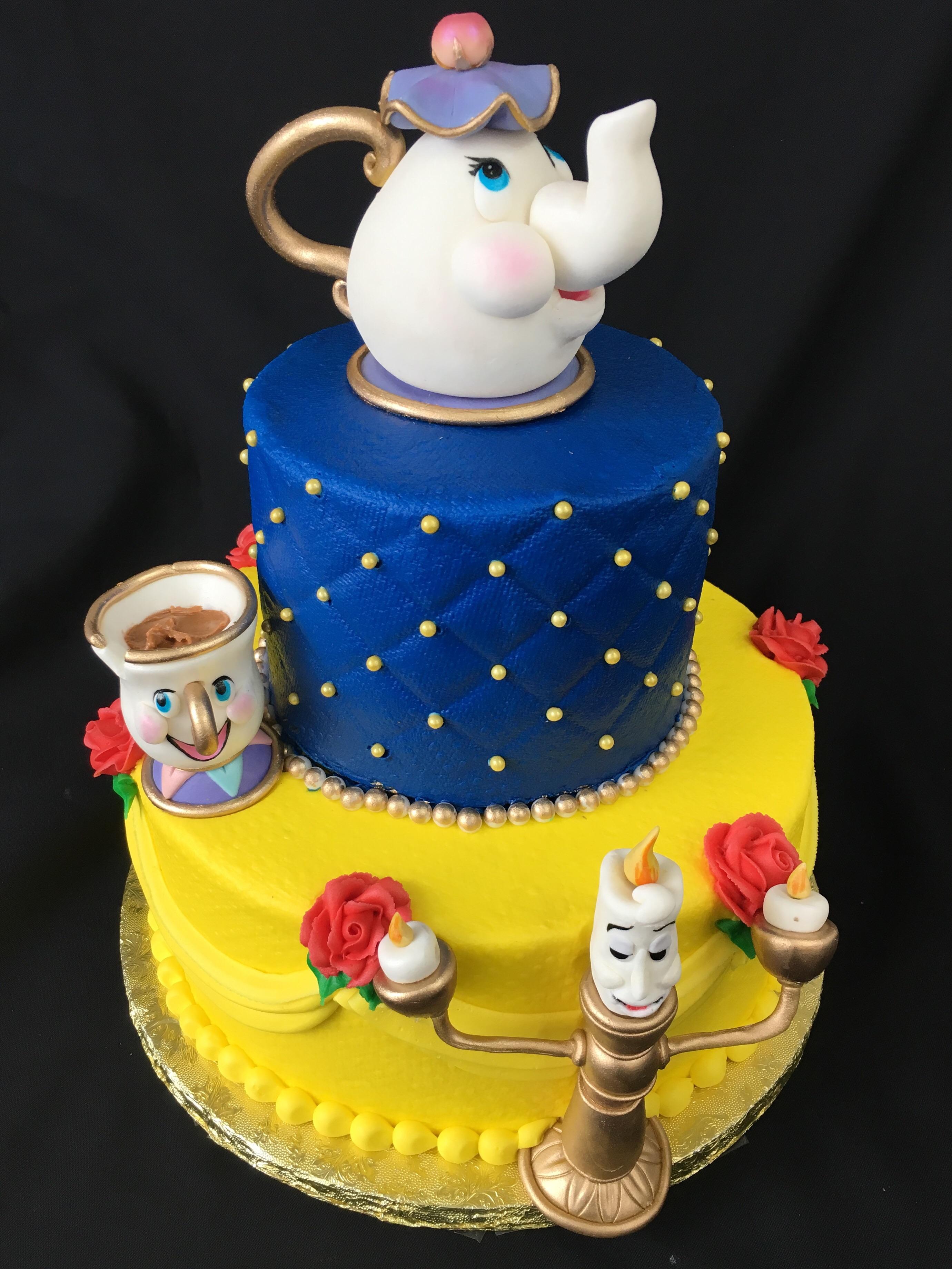 Beauty and the beast cake! Fondant figures made by me