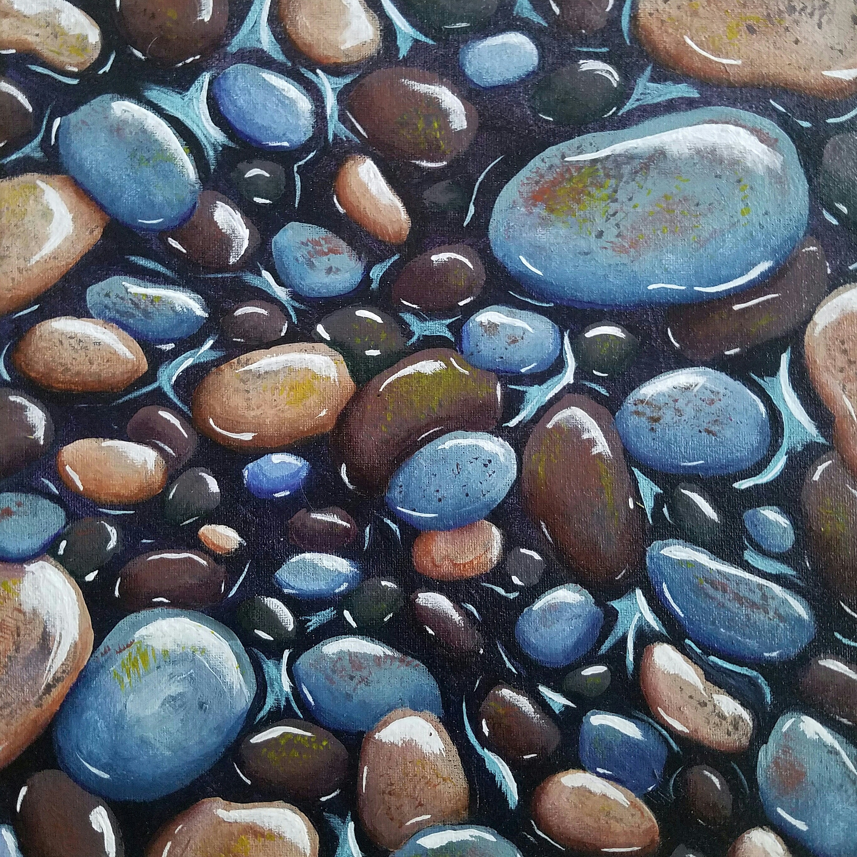 Rocks in water, me, 2015 r/painting