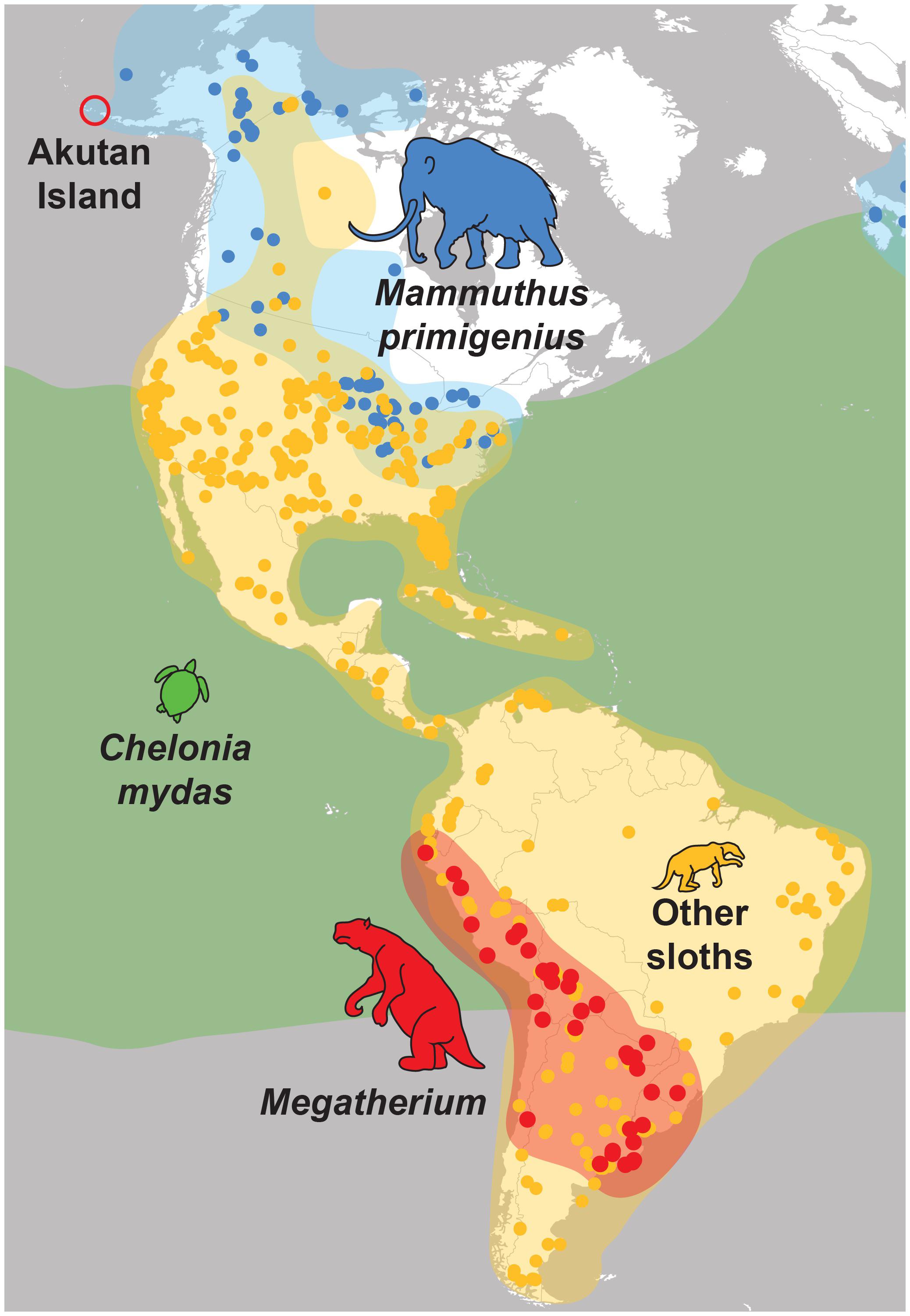 Ranges of some Prehistoric megafauna in North America megafaunarewilding