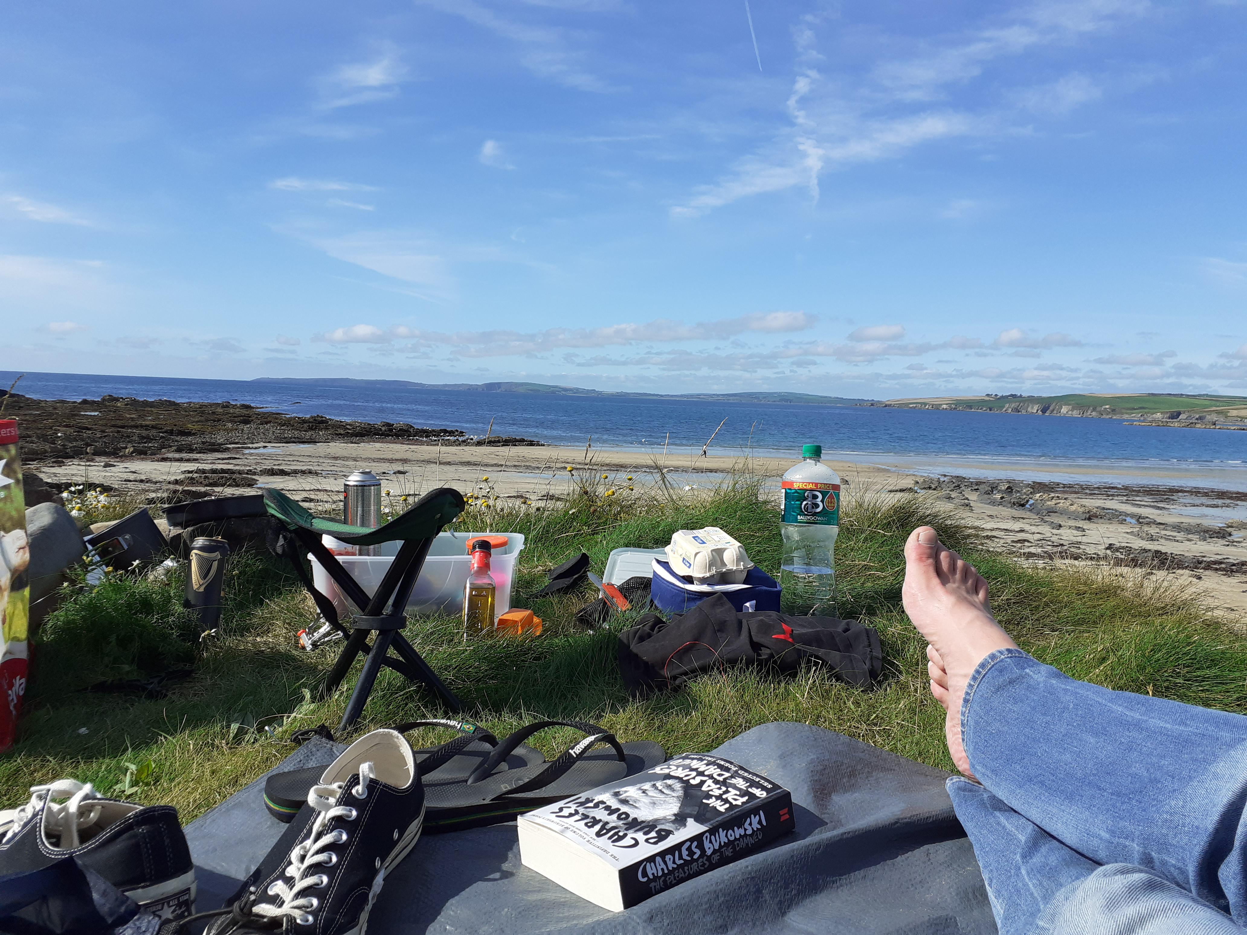 Camping after work on Friday evening. Garretstown, Co. Cork, Ireland