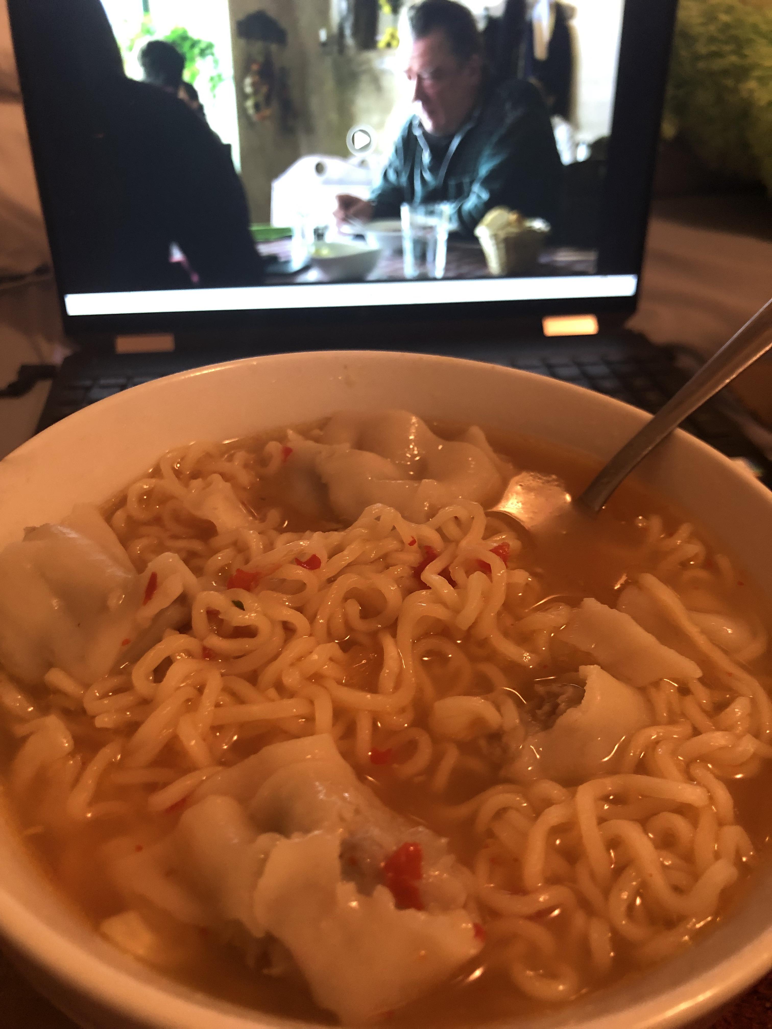 Top ramen + Thai chili + pork potstickers at 4am, featuring Inventing