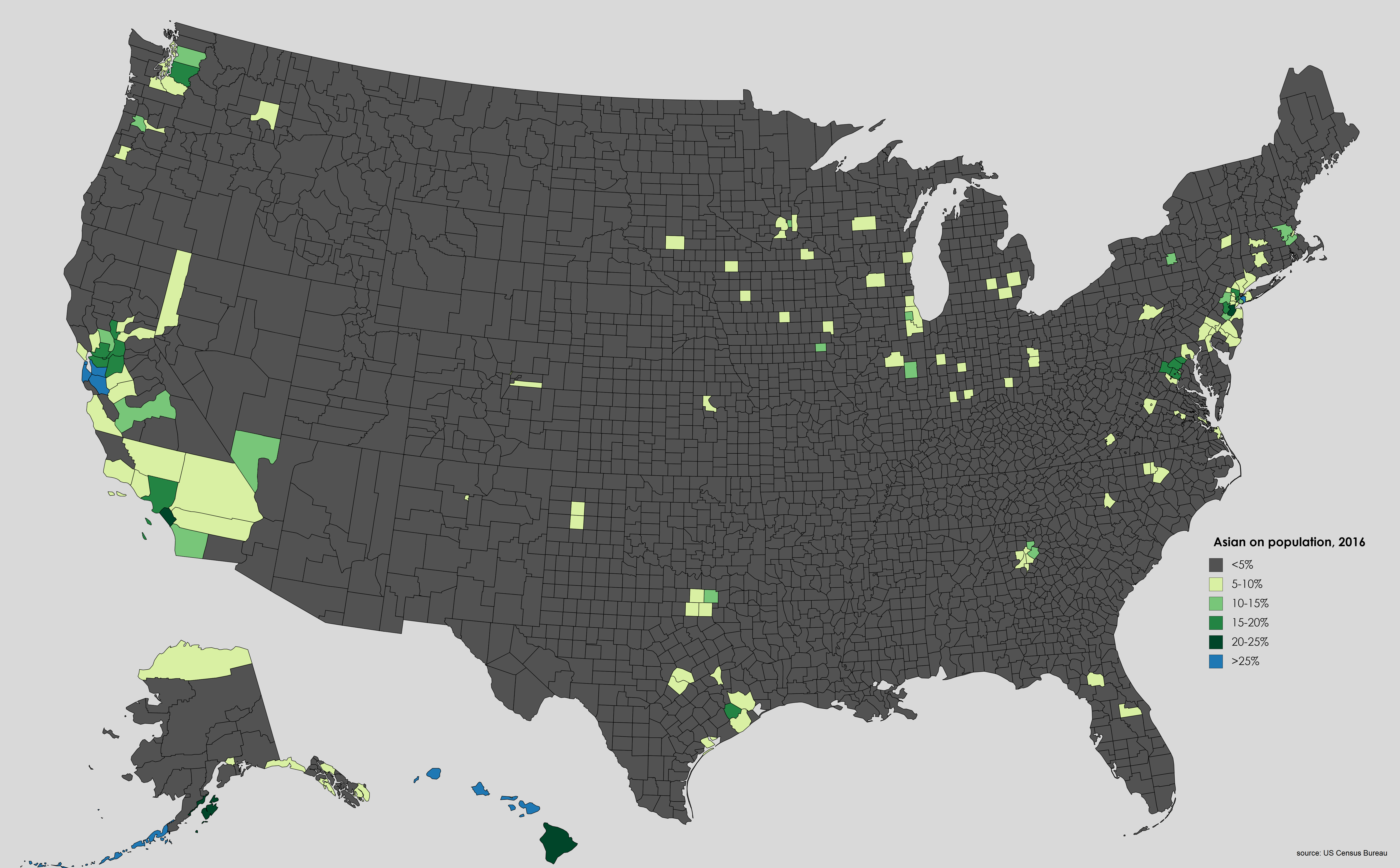 Asain In The Usa Map Asian American in the United States [6900X4275] MapPorn