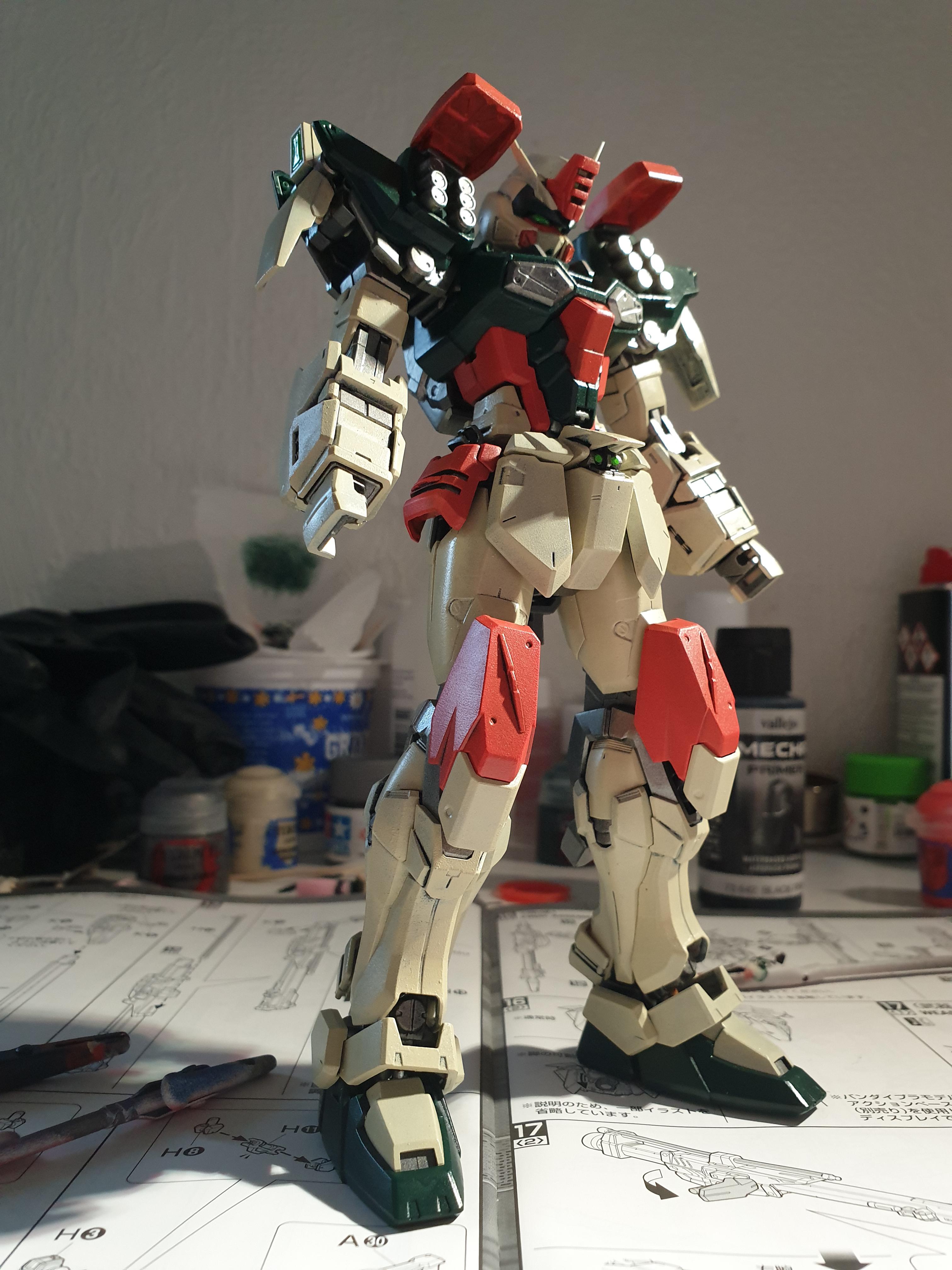 WIP MG Buster, Citadel paint applied using makeup sponges. r/Gunpla