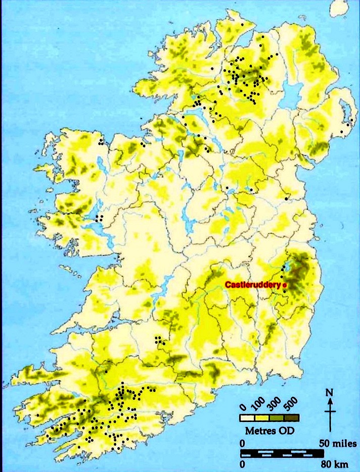 Distribution map of stone circles in Ireland by Matthew Stout. r