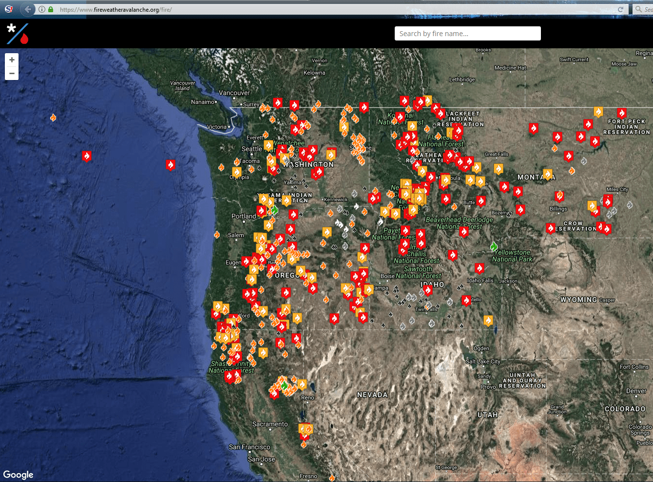 This map shows just how widespread the fires in the Northwest are