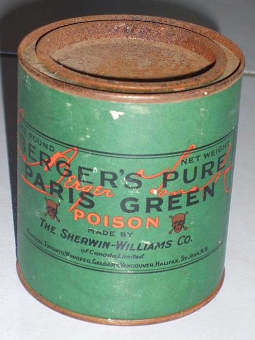 Can of paint "Bergers Pure Paris Green" containing arsenic, England