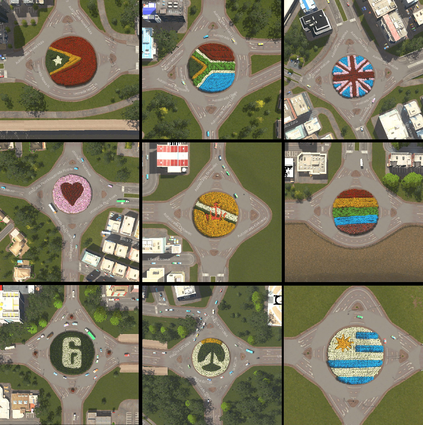 Few flags of the world made in game Cities Skylines r/vexillology