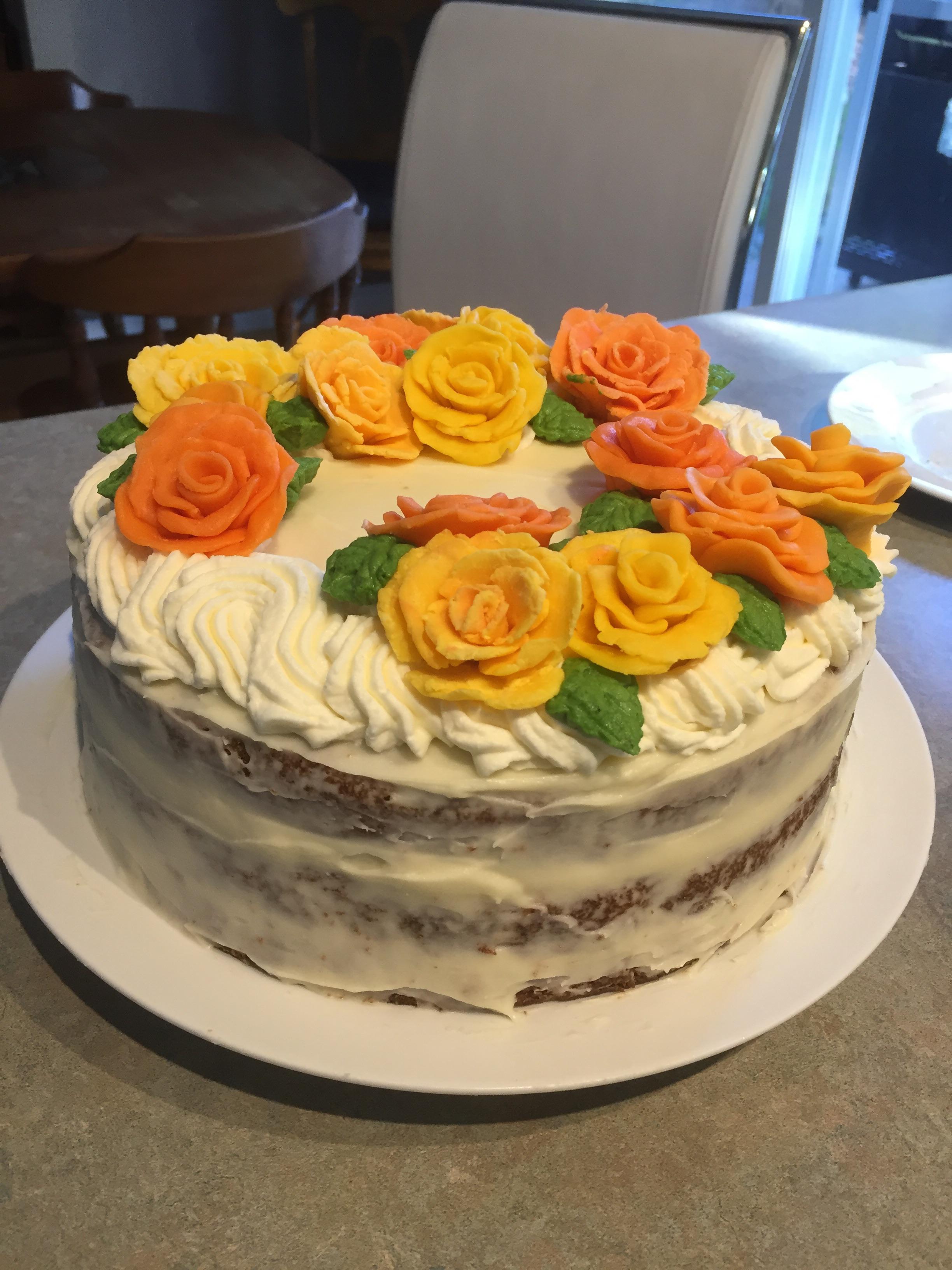 I was so proud of this cake. A triple layer carrot cake from scratch