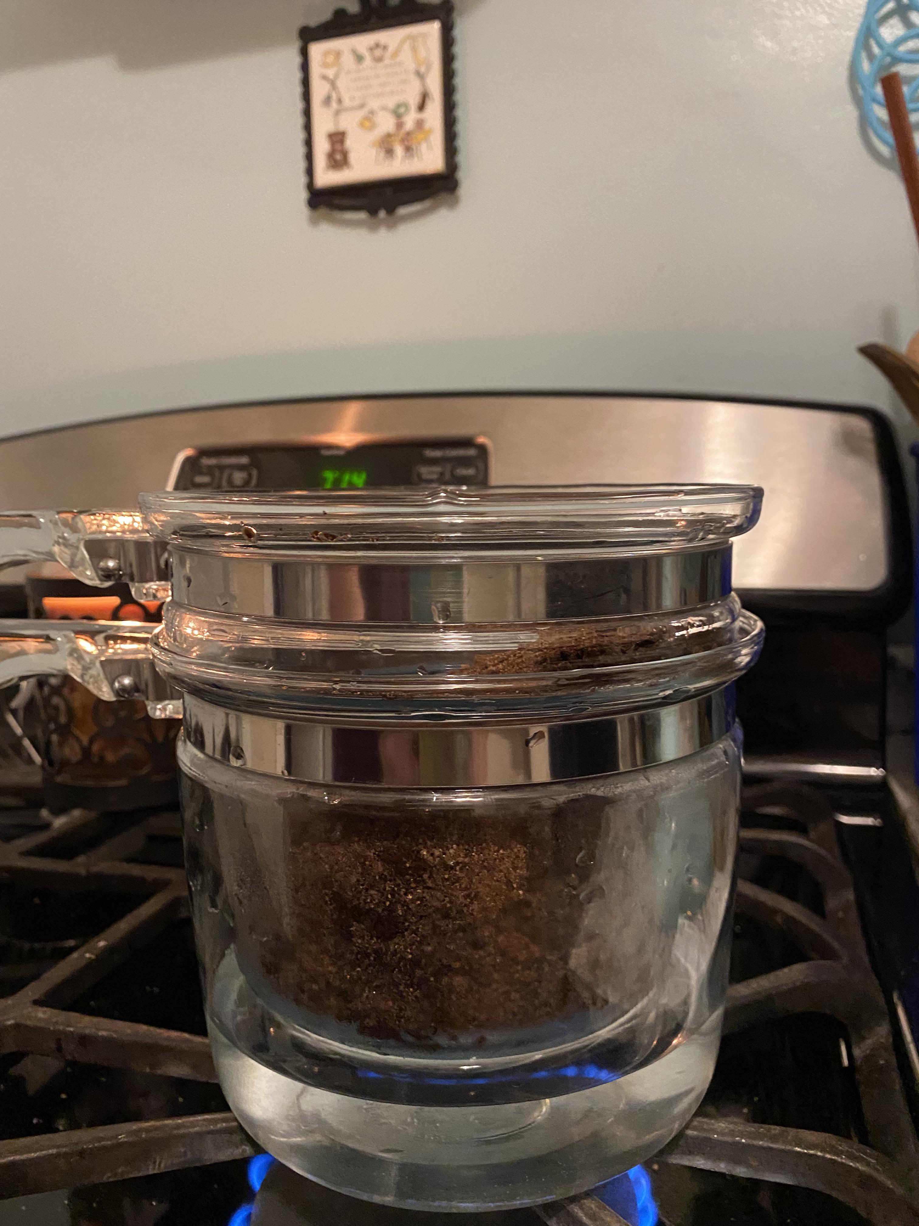 My kid made me birthday brownies (brownies >cake) and used the Pyrex