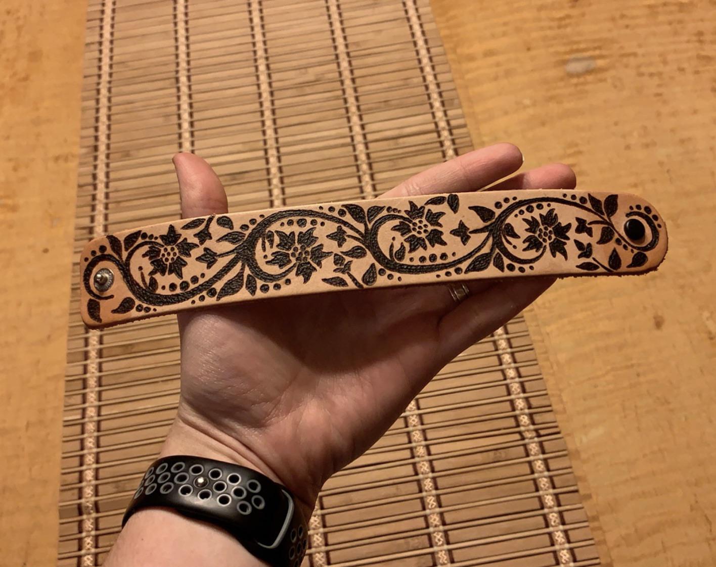 First time burning on leather, pleased enough with the results. I