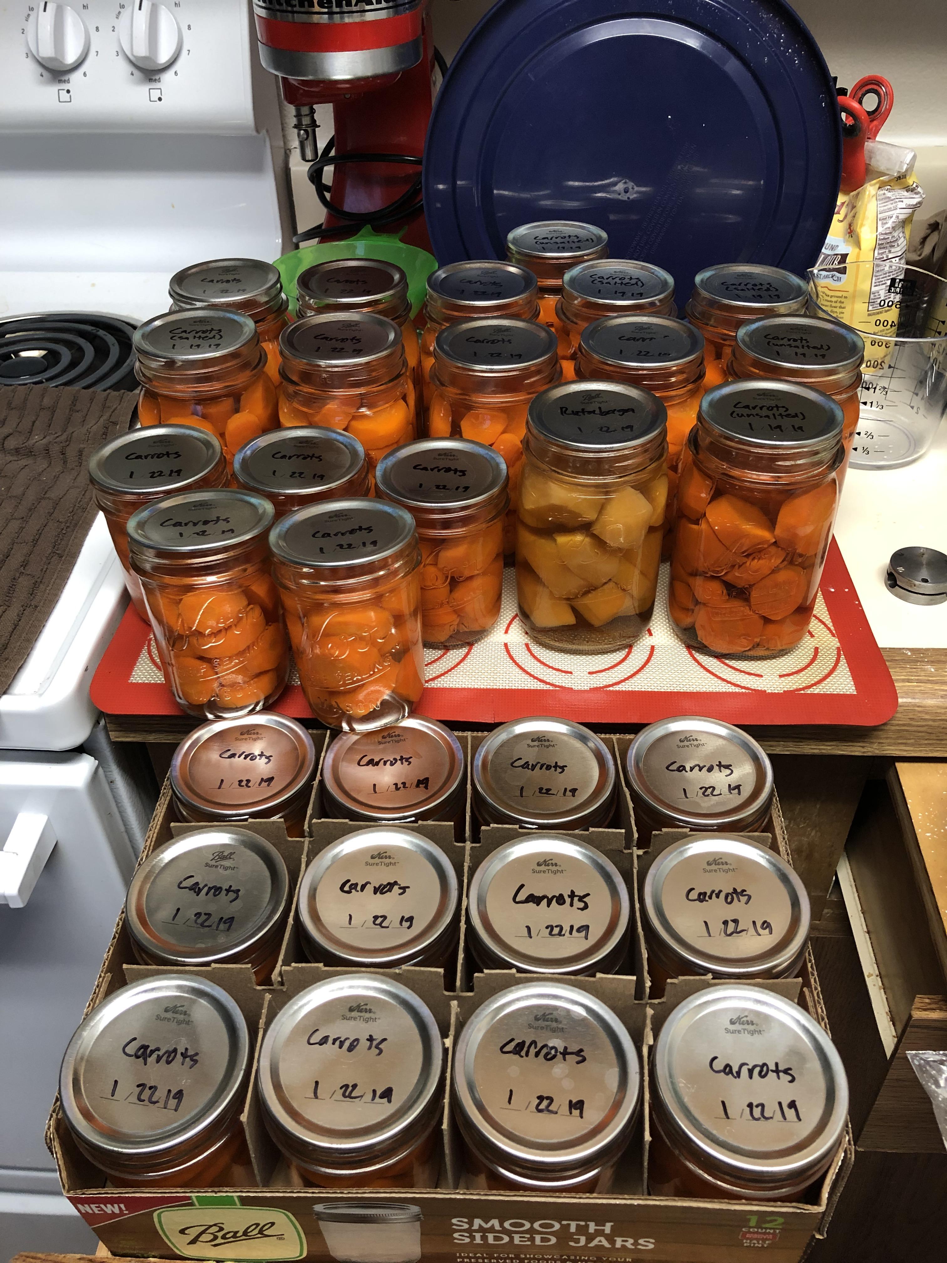 17 half pints and 12 pints of carrots, and a pint of rutabaga r/Canning