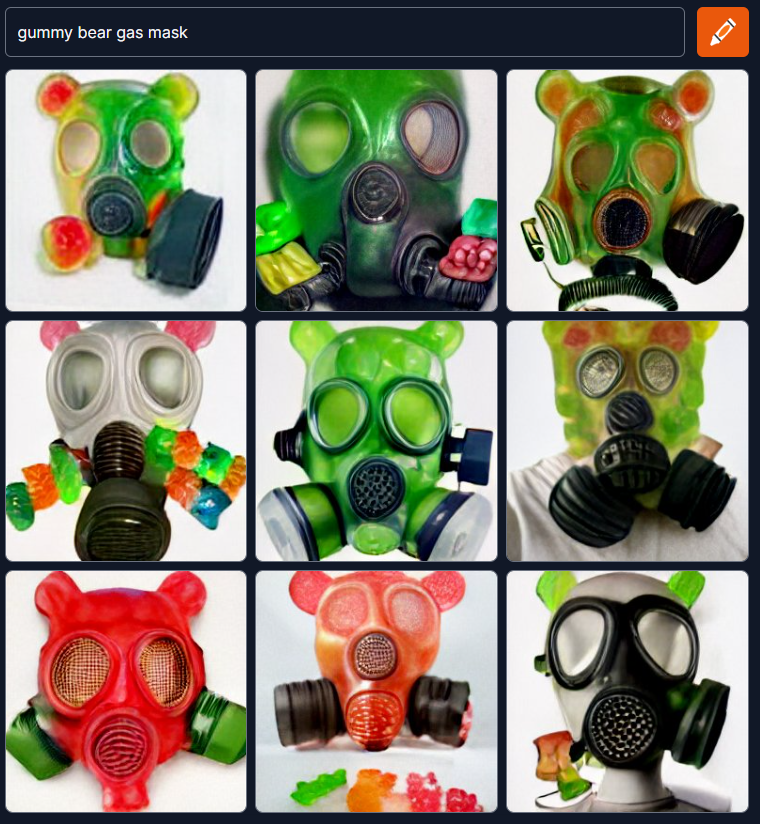gummy bear gas mask weirddalle