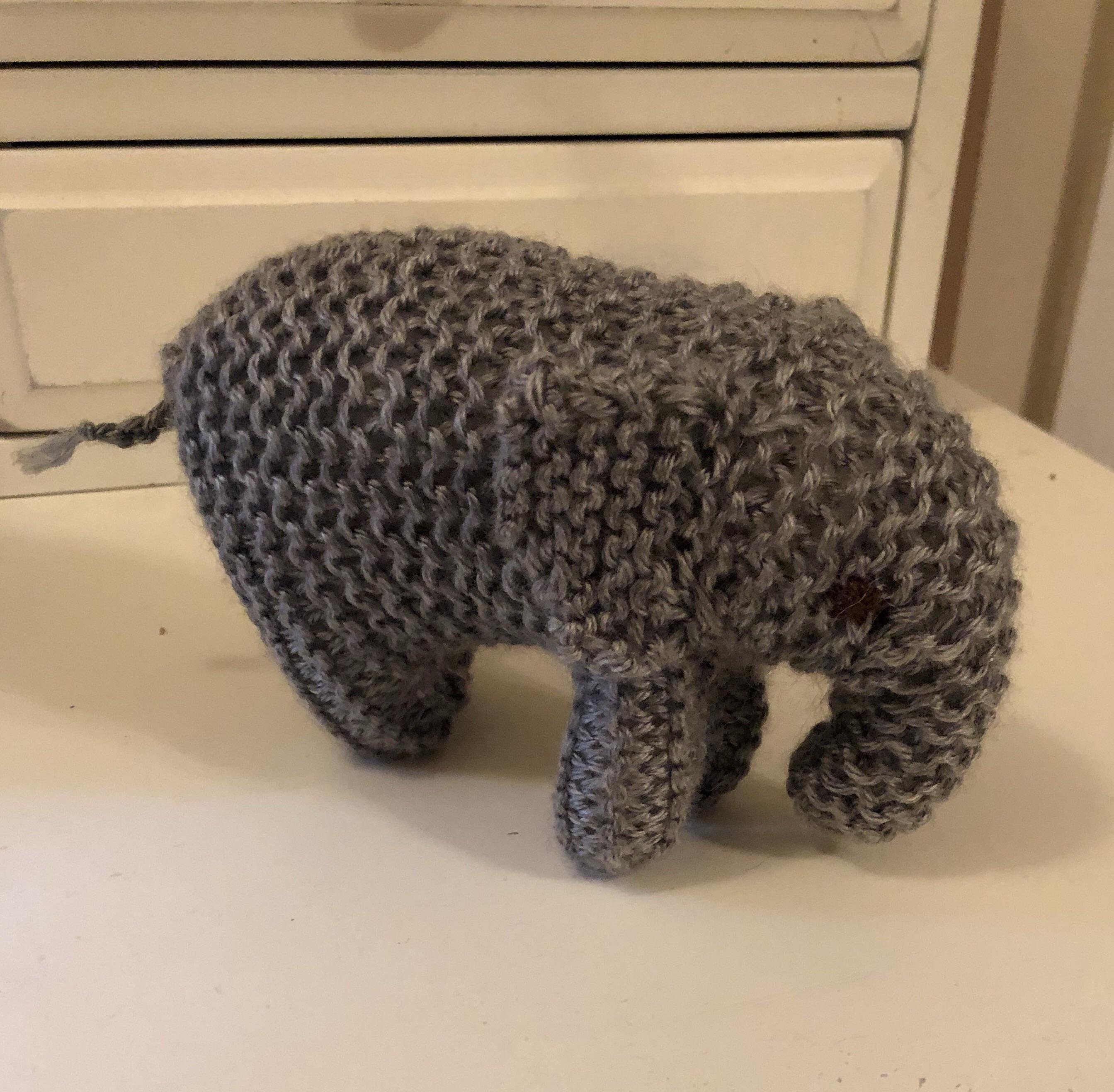 Handknit stuffed elephant, 16 including shipping r/etsypromos
