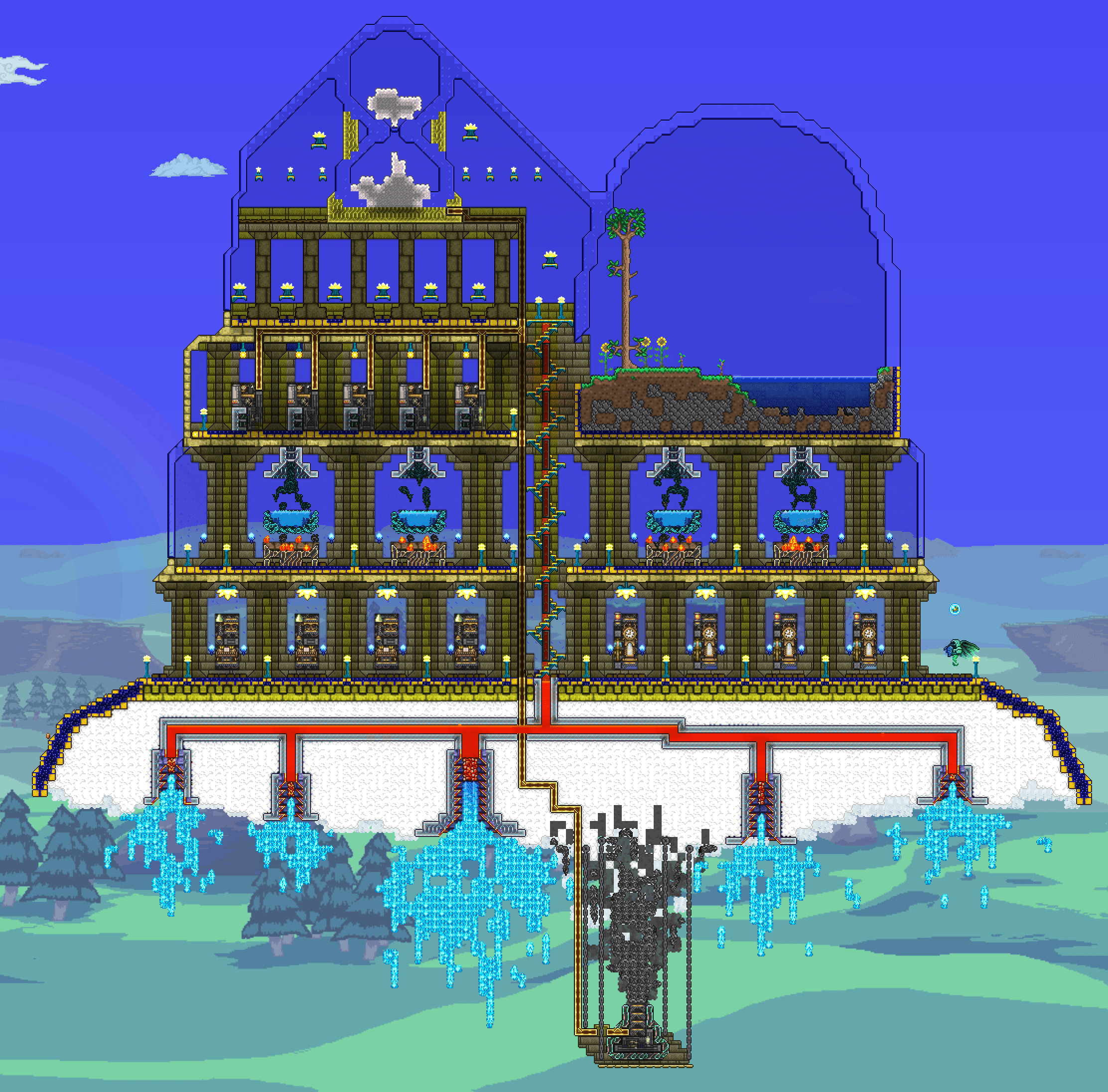 Mechanical self supporting cloud tempel from some ancciant dessert