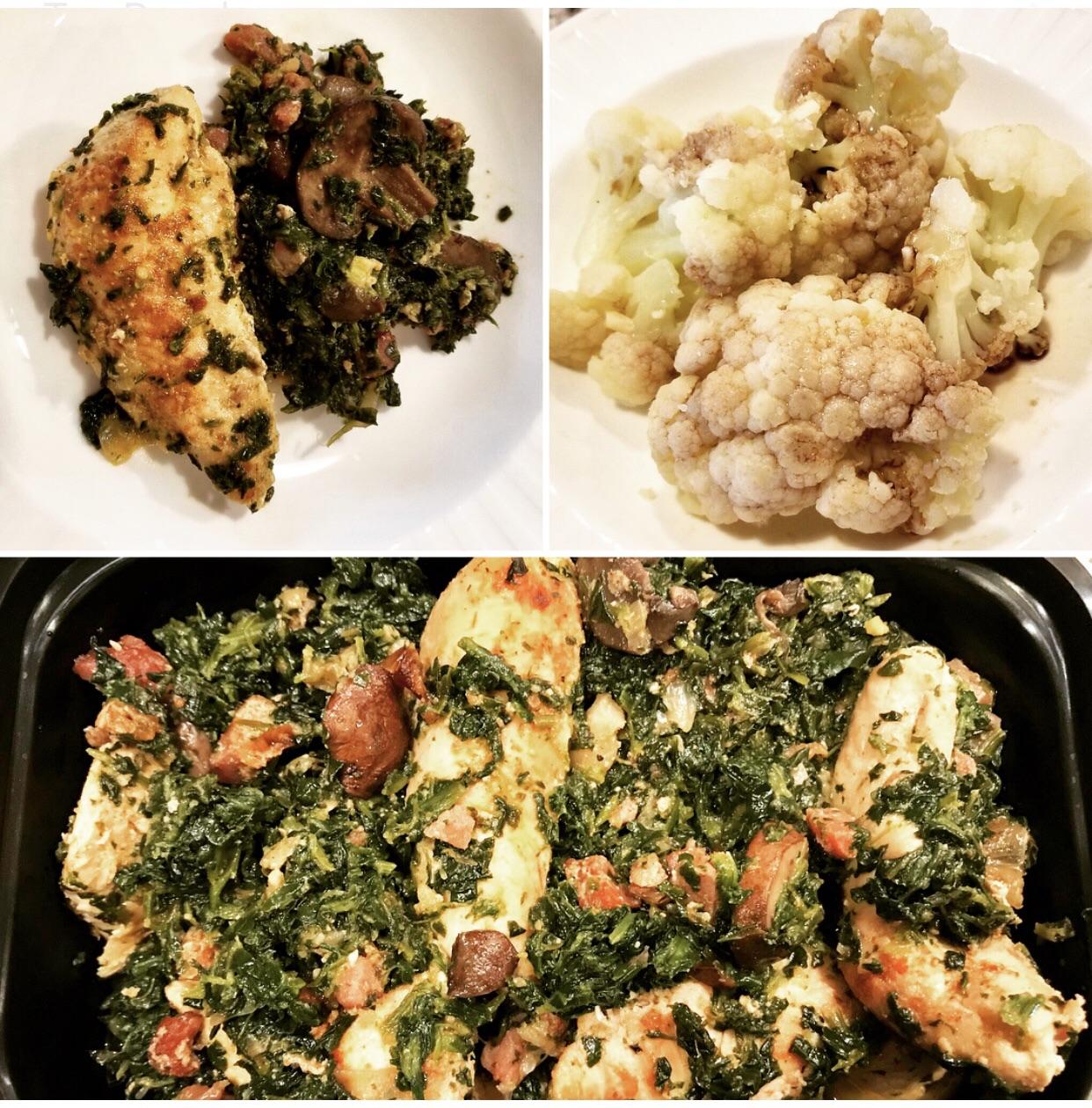 Wellseasoned chicken tenderloins made with pancetta, baby portobellos