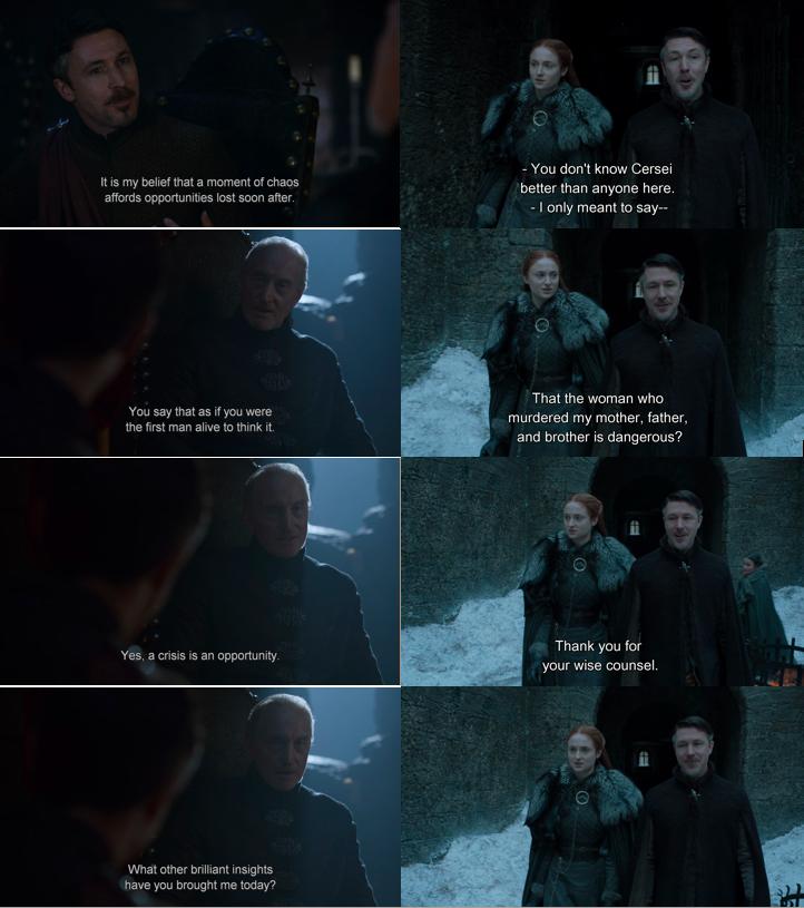 [MAIN SPOILERS] Sansa learned something from Tywin as well r