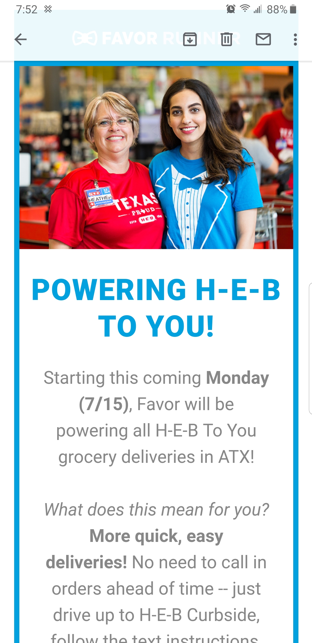 Favor is supplanting the HEB curbside delivery program in Austin? r/HEB