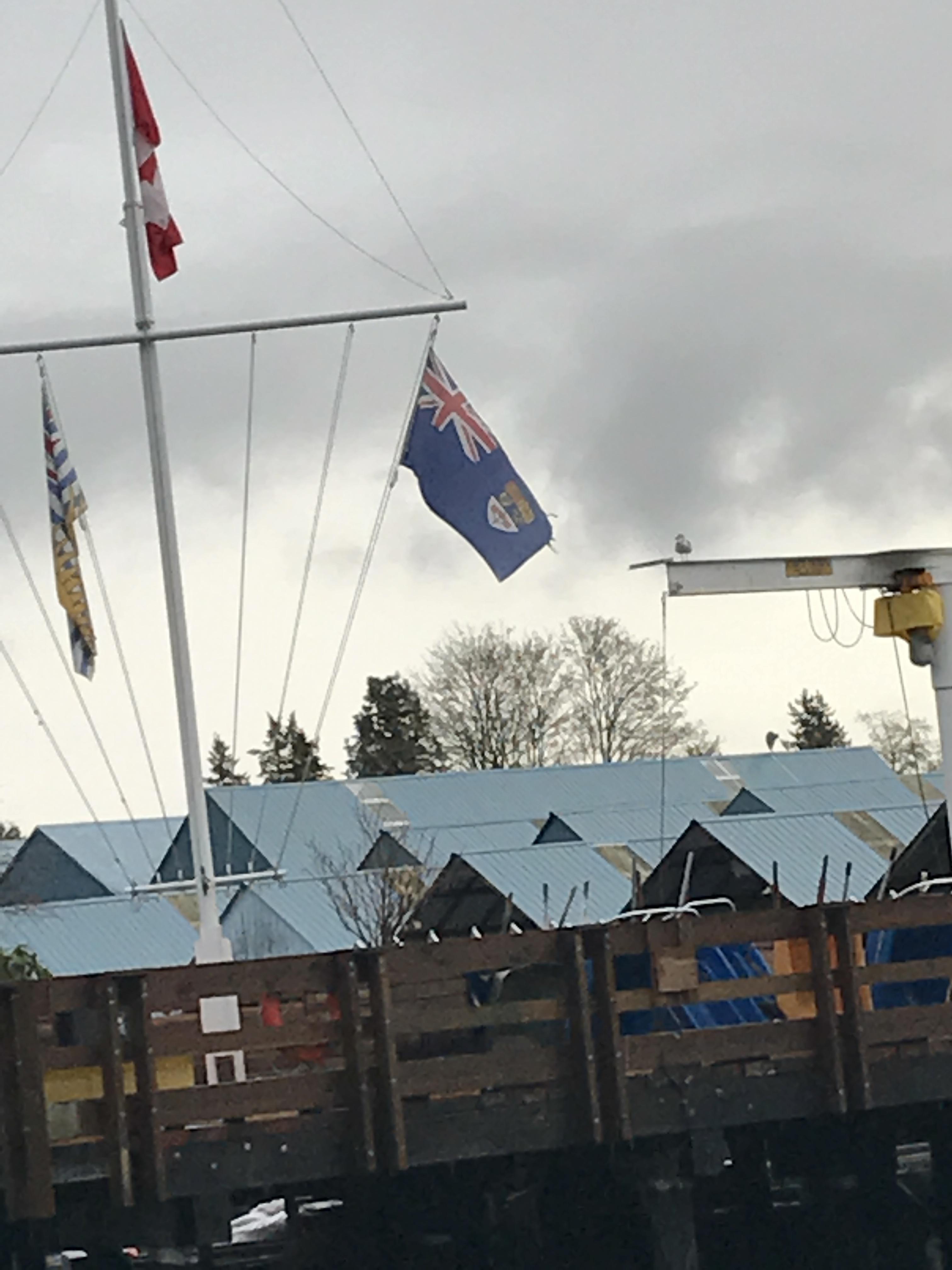 Rare Canadian Blue Ensign I spotted in Vancouver r/vexillology