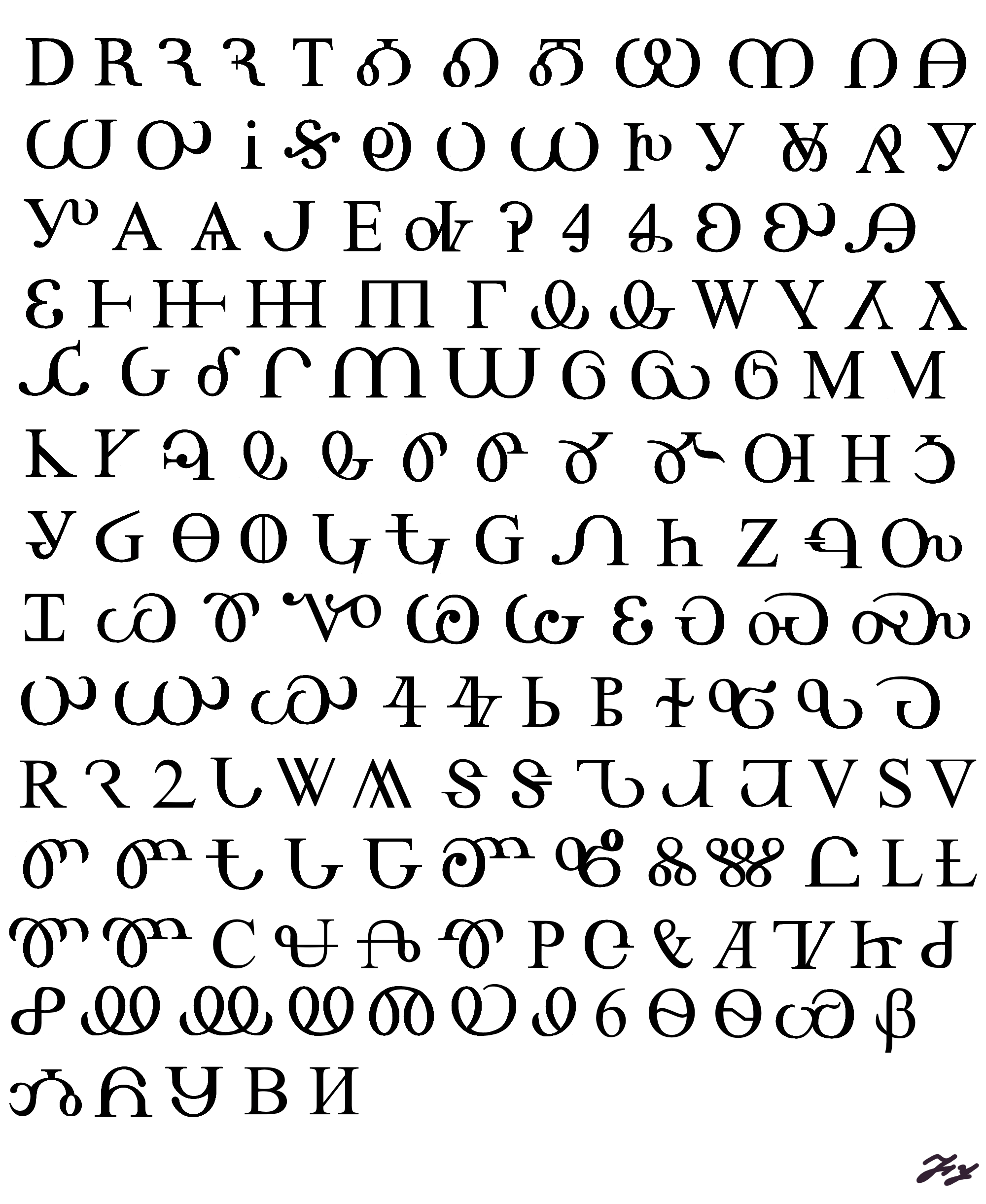 The Cherokee based alphabet I made this week (version 1) r/neography