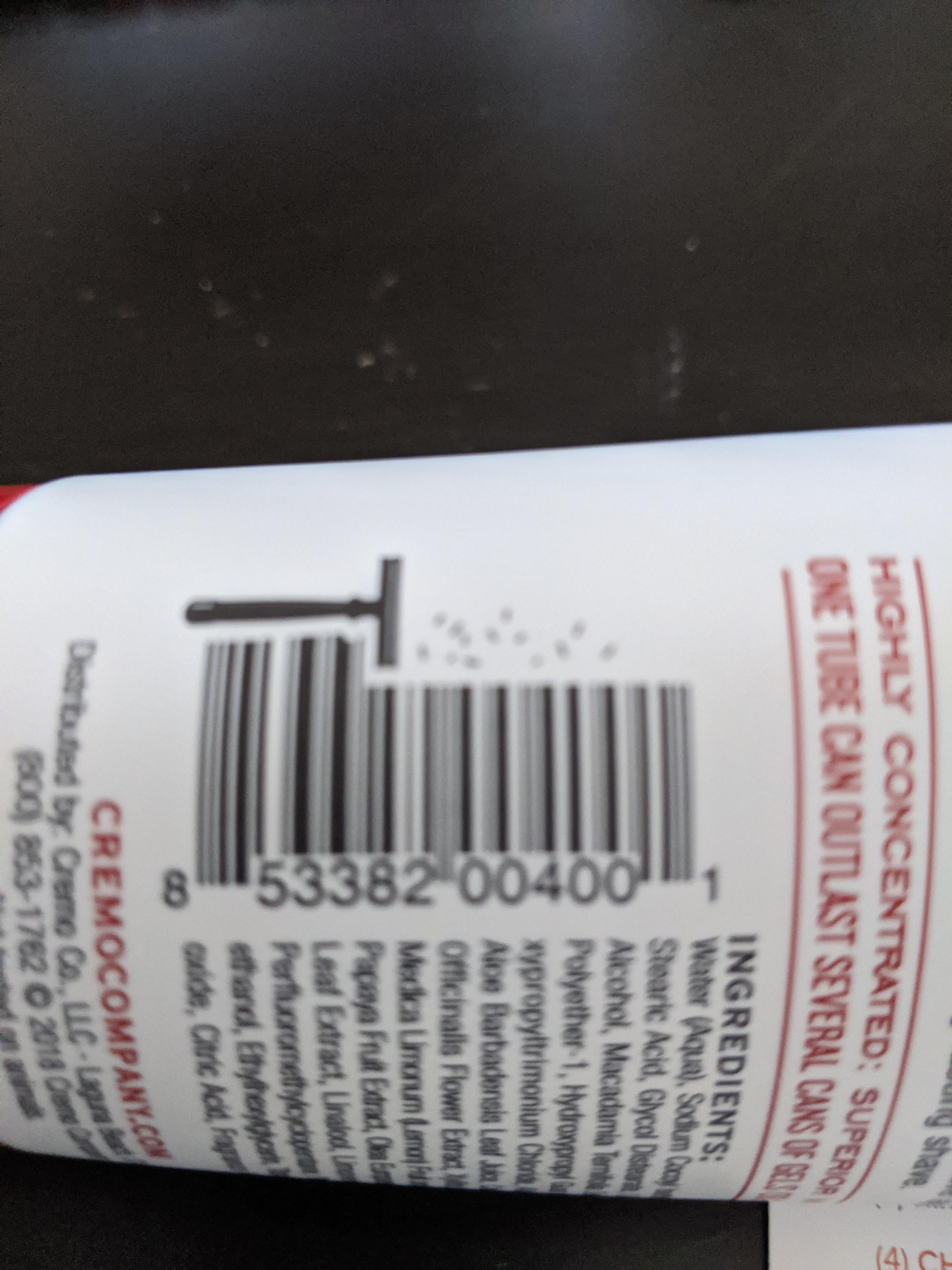 Barcode for cremo shave cream r/mildlyinteresting