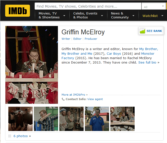 Thought I'd look up our sweet baby brother on IMDB when