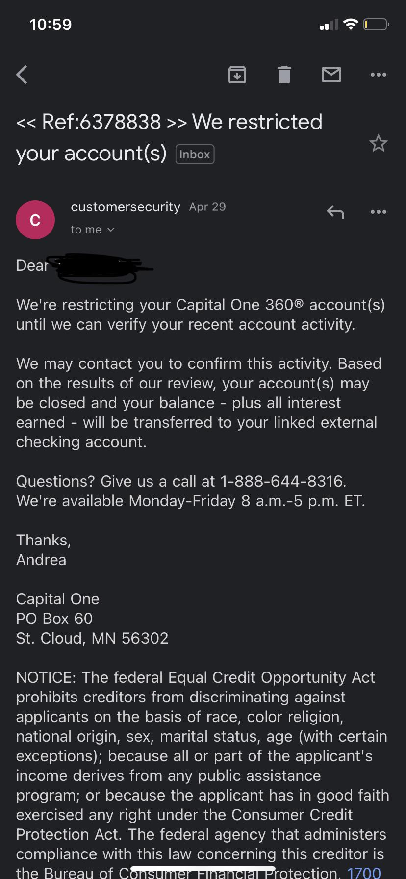 CAPITAL ONE FROZE MY BANK ACCOUNT. I received the PPP loan and have