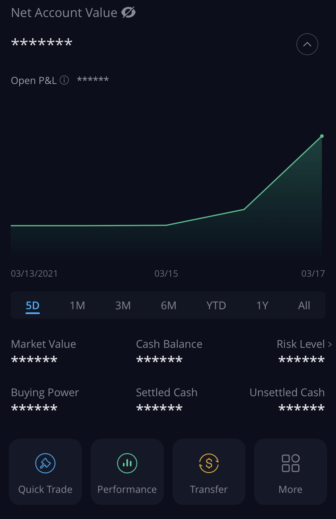 Why can’t I see a 1day view on my Net Account Value? Why stop at a 5