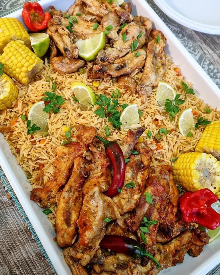 [Homemade] Nandos inspired chicken ribs, Mexican spiced rice and corn