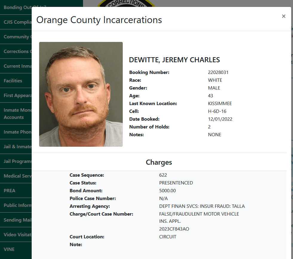 Still in Orange County Jail According to Jail Records. r/JeremyDewitte