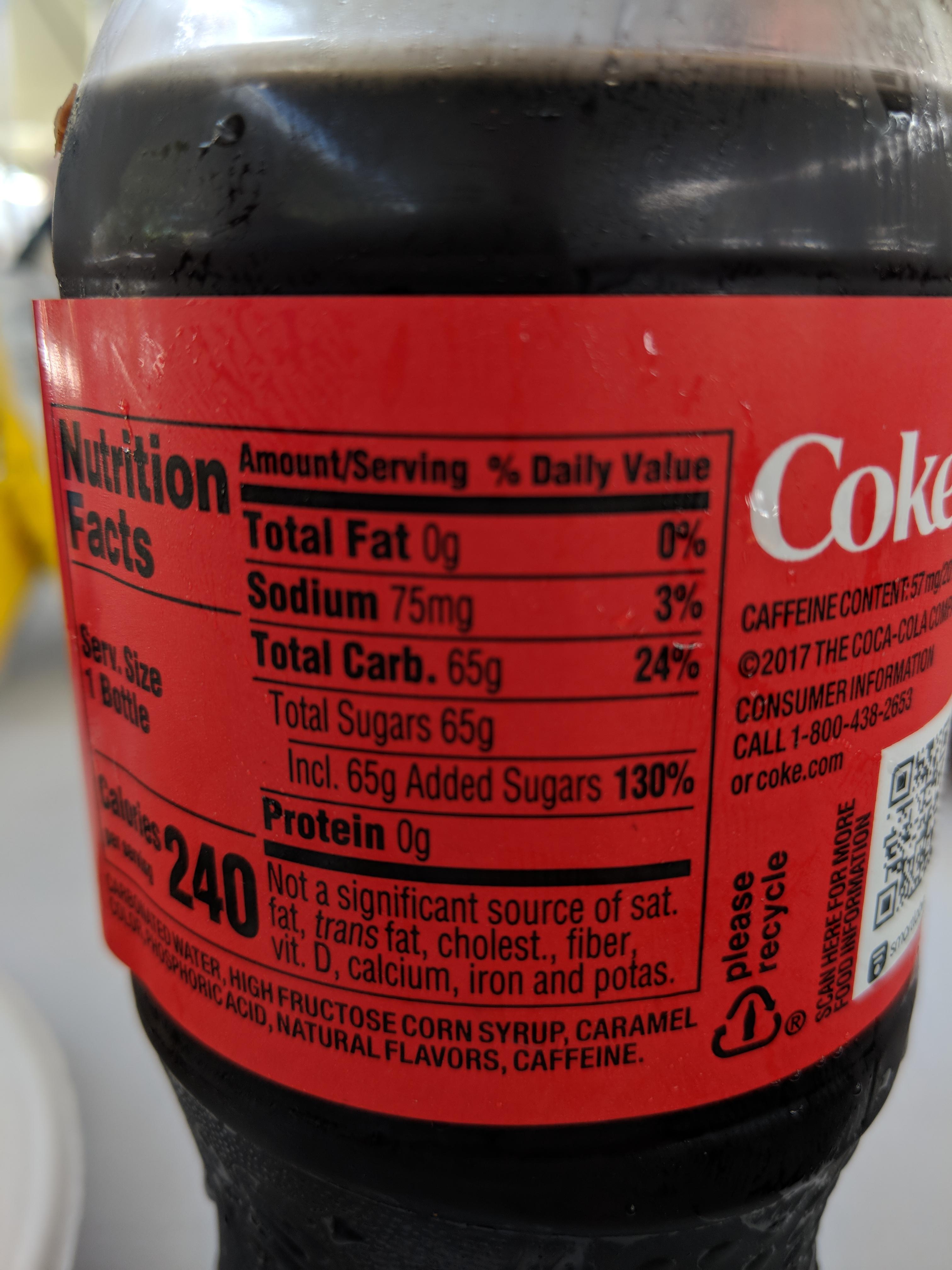 This Coke shows the daily of added sugar r/mildlyinteresting
